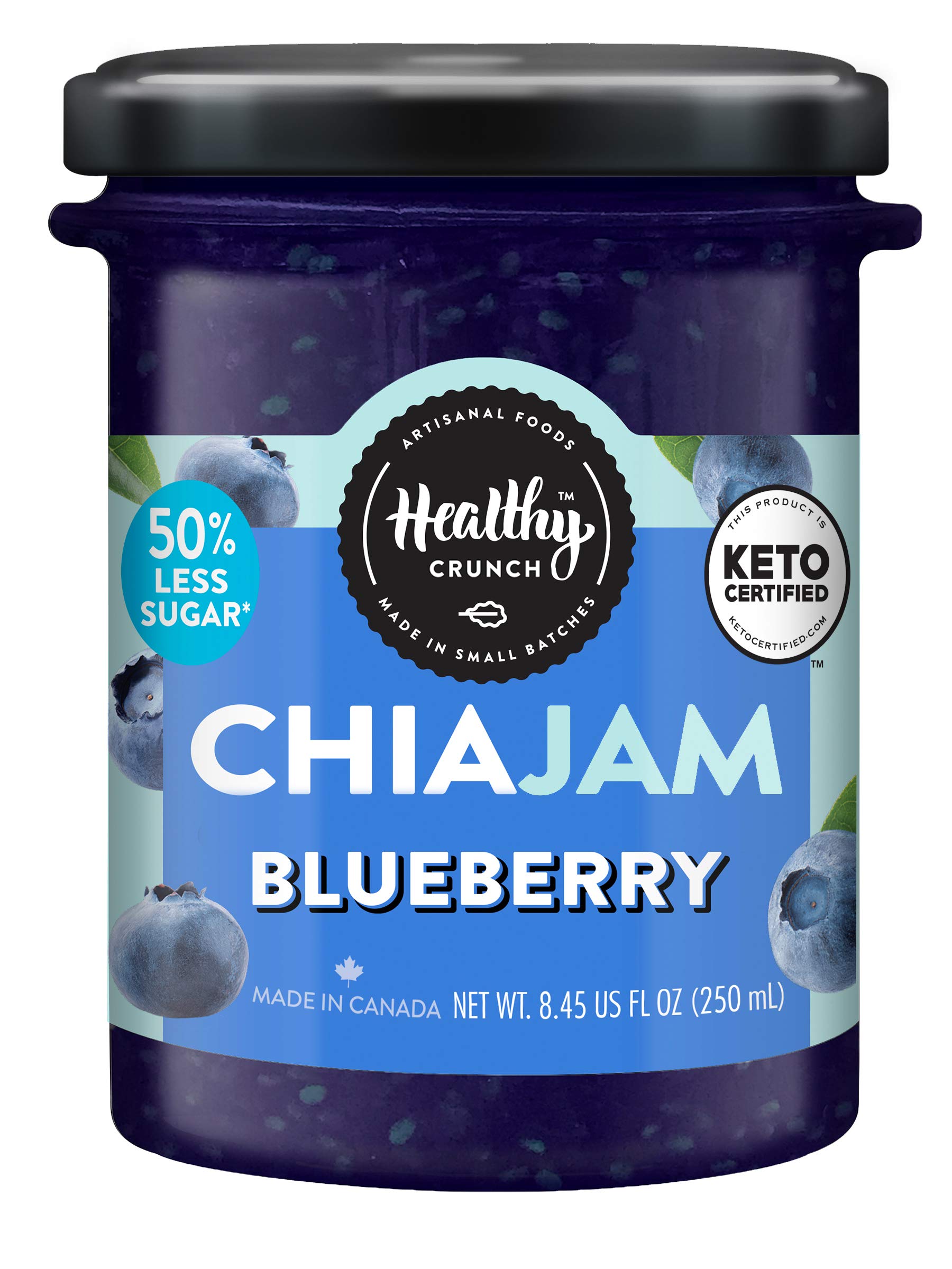 Healthy Crunch Chia Seed Jams - Blueberry Flavor, 6 Pack | Organic, Low Sugar Fruit Spread for Toast, Yogurt & Smoothie Toppings | Perfect for Breakfast, Snacks & Healthy Desserts