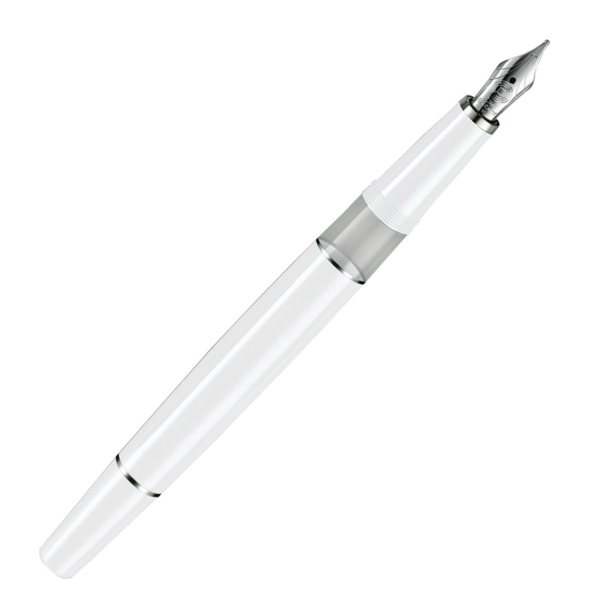 Premium CLEO Classic White Fountain Pen with Steel Medium Nib - Handcrafted in Germany, Palladium-Plated Rings & Clip - Perfect for Writing, Calligraphy, Gifts & Collectors