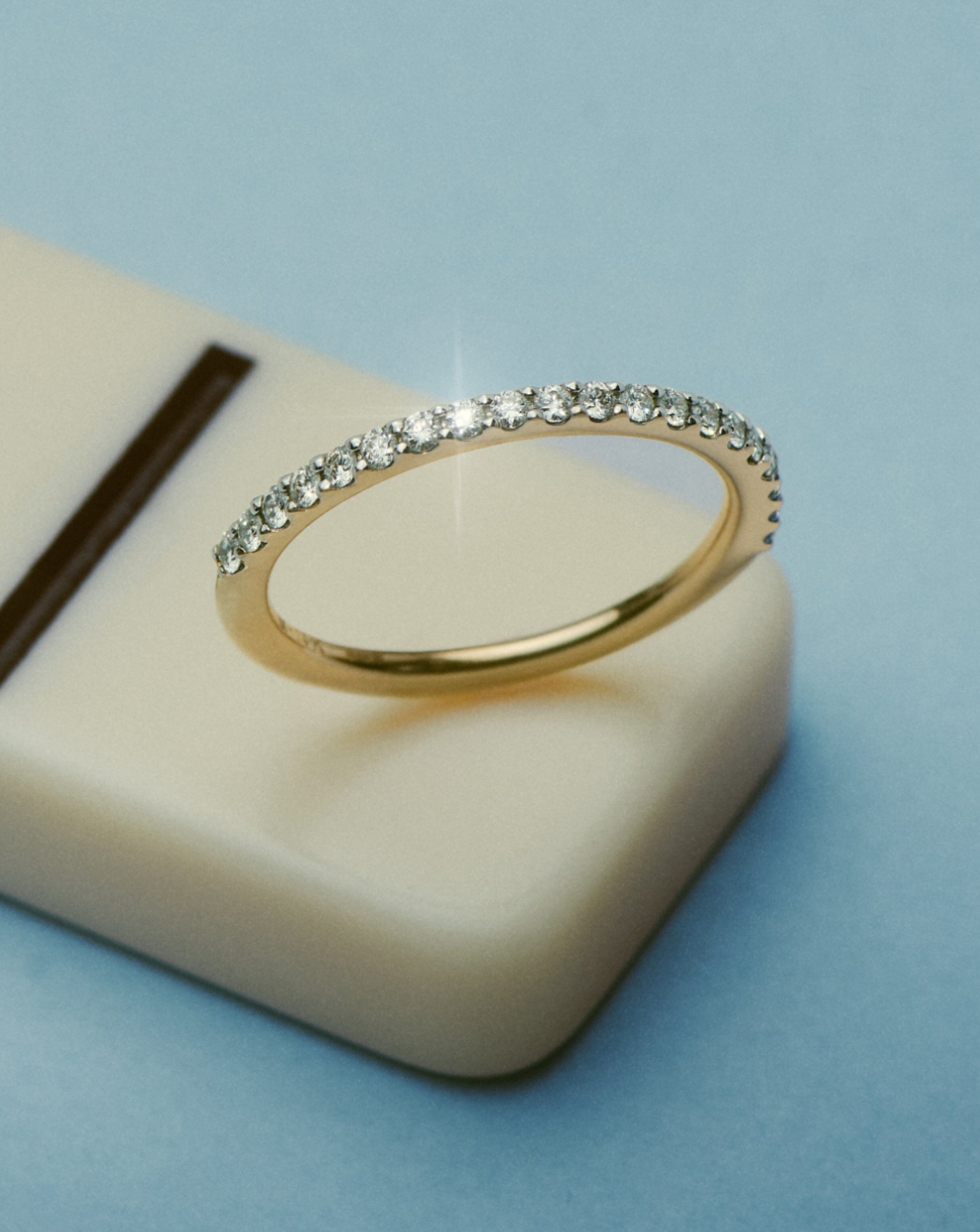14K Solid Gold Half Eternity Diamond Ring for Women - Dainty & Elegant Wedding Band, Anniversary Gift, Stackable Ring for Everyday Wear