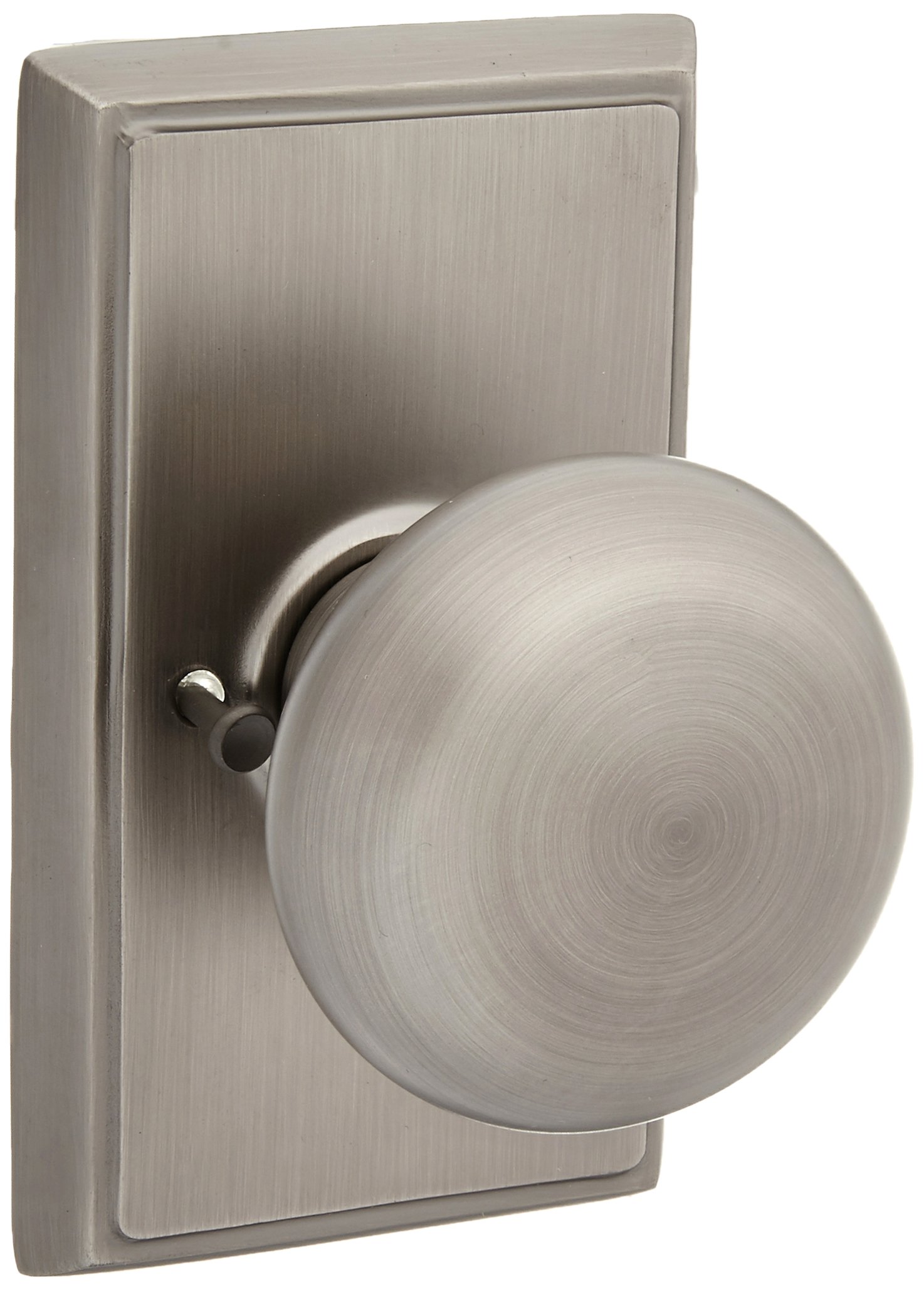 Providence Door Set with Round Brass Knobs - Privacy Lock in Antique Pewter Finish | Interior Doorsets for Bedroom, Bathroom & Closet | Vintage Style Hardware for Home Decor