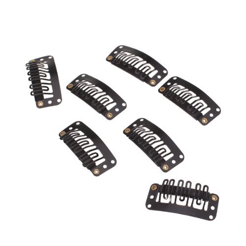 U Shape Snap Clips for Hair Extensions & Wigs - 32mm Black Hair Clips (12 Pack) - Secure Fit for Fitness, Workouts & Daily Styling