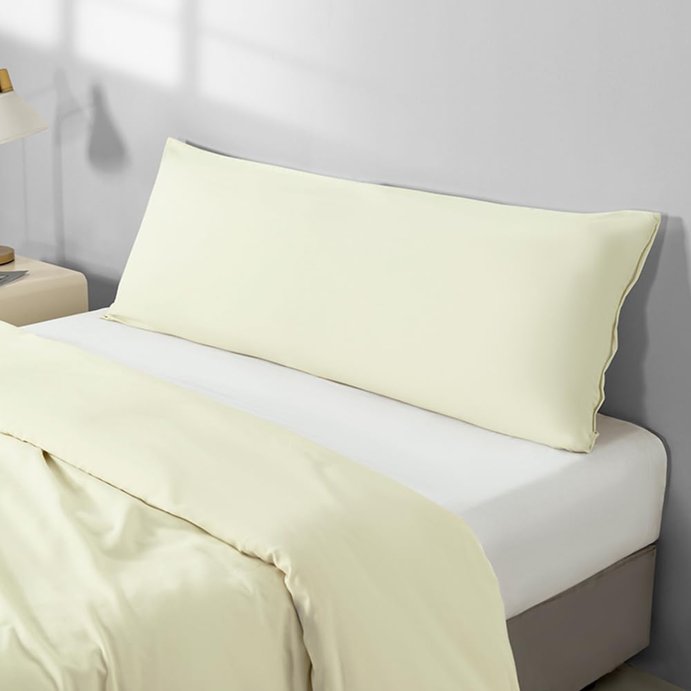 2 Pack Soft Microfiber Body Pillowcase 20x54 Inches - Comfortable, Non-Shrinking Pillow Cover with Hidden Zipper, Beige - Perfect for Pregnancy, Maternity Support & Side Sleepers