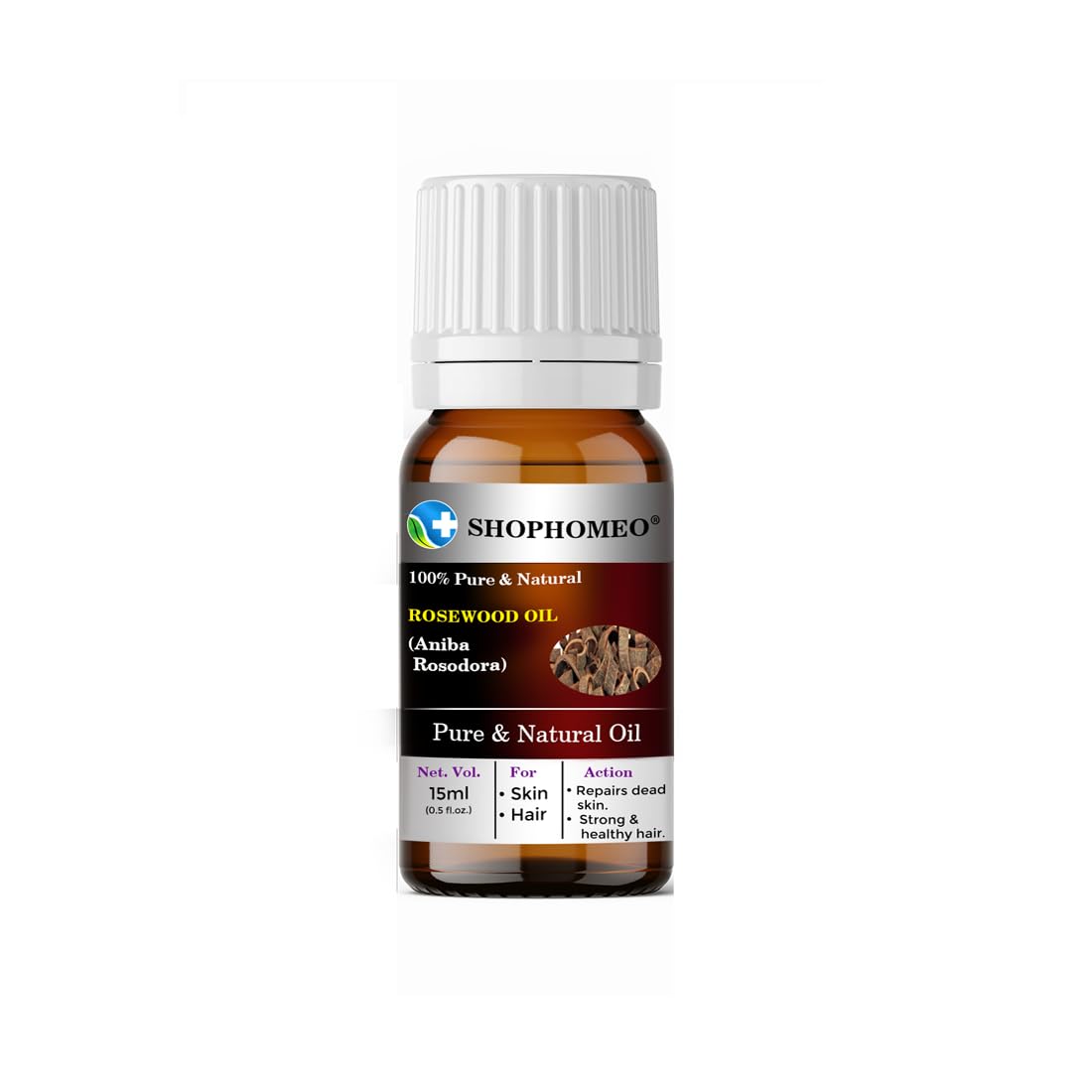 Shophomeo® 100% Pure & Natural Rosewood Essential Oil (15ml) - For Hair Growth, Skin Care, Aromatherapy, Massage & Relaxation | Perfect for Diffusers, DIY Beauty Products & Home Spa Treatments
