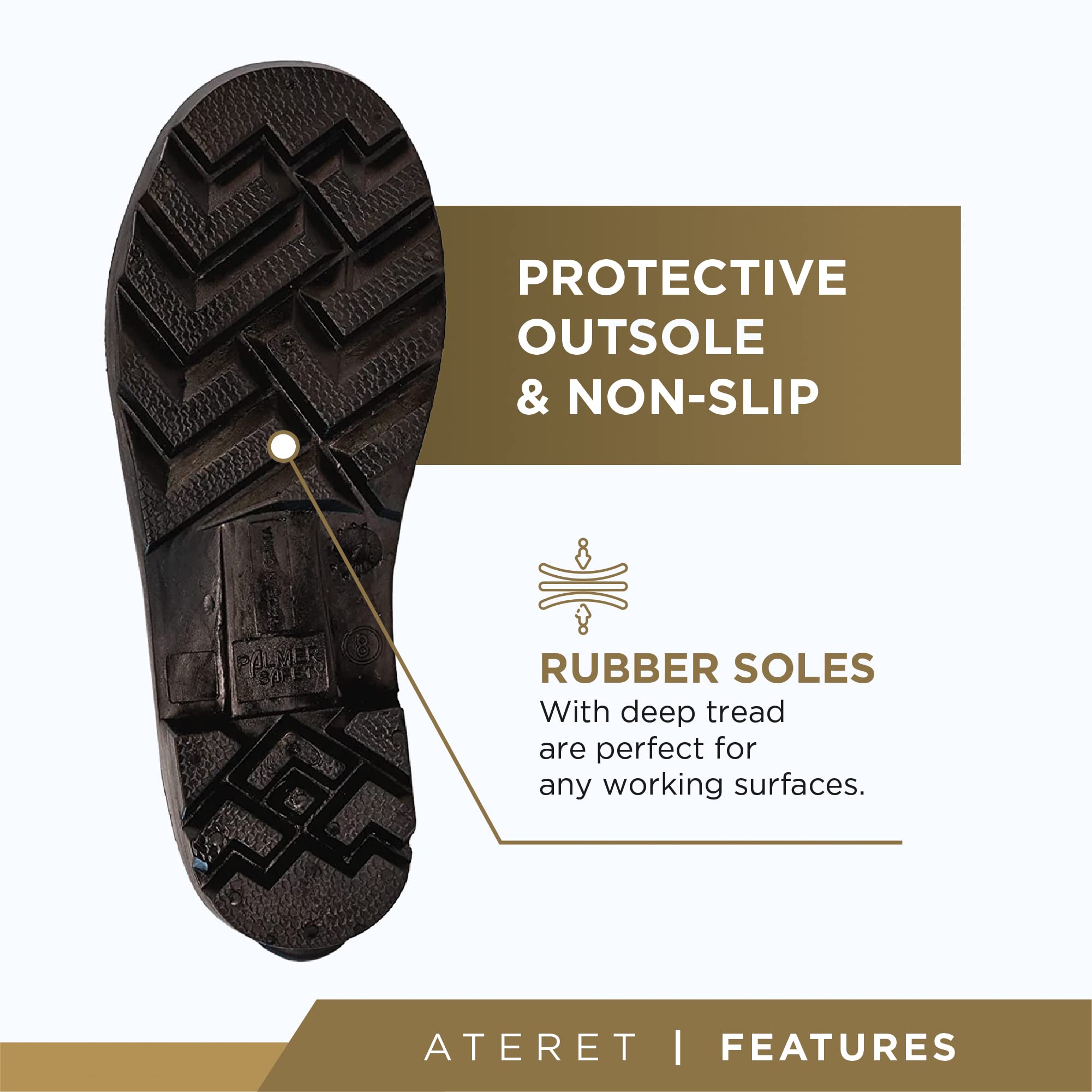 ATERET PVC Steel Toe Boots - 100% Waterproof, Lightweight & Durable Work Boots for Construction & Agriculture | Perfect for Outdoor Work, Farming & Industrial Safety
