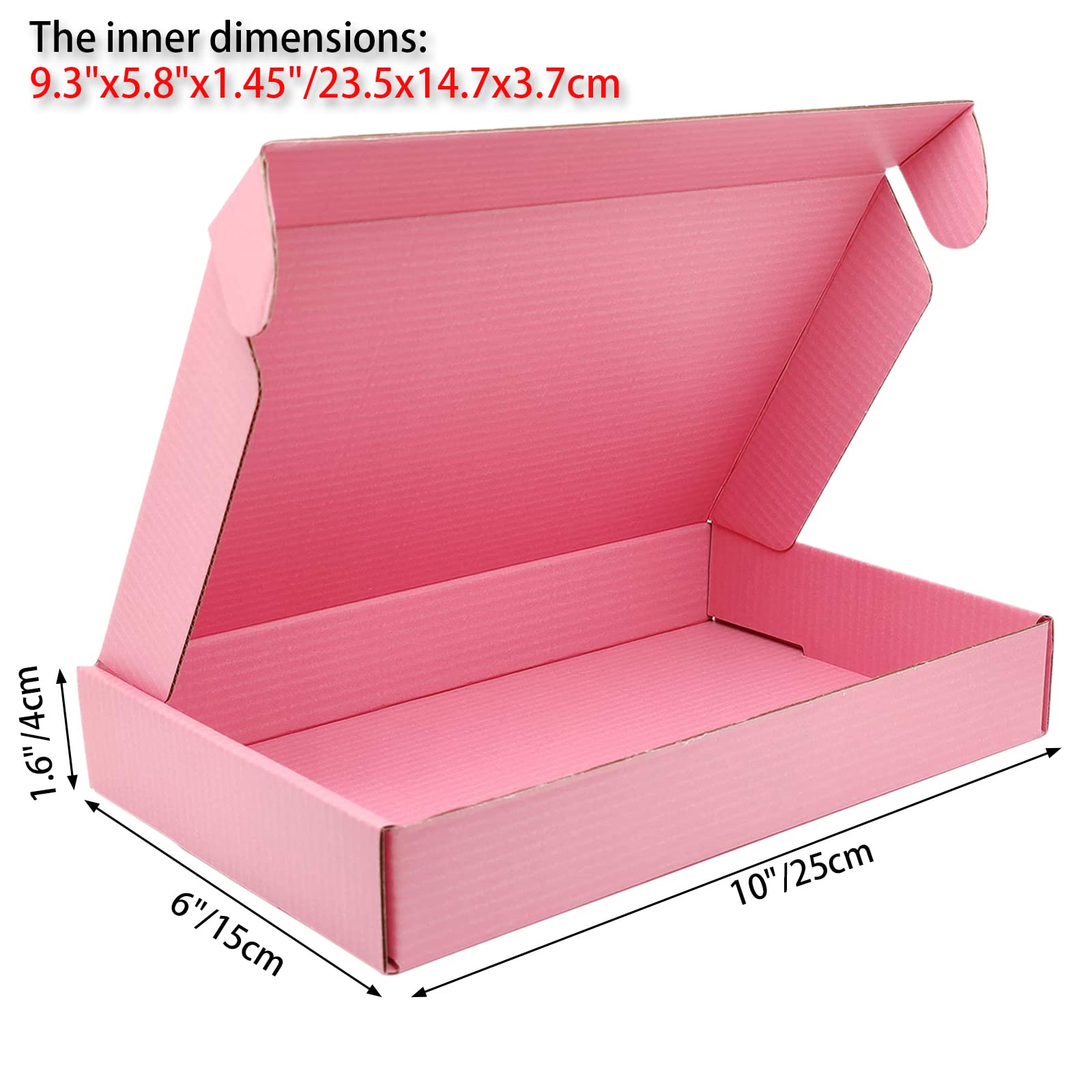 12 Pack Pink Corrugated Cardboard Shipping Boxes 10x6x1.6 Inches - Small Business Packaging, Storage & Gift Boxes for Ecommerce, Crafts, Jewelry & Home Organization