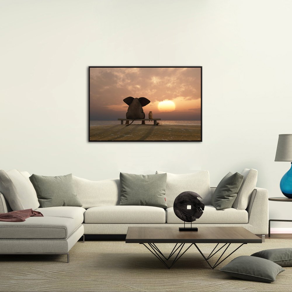 Modern Animal Canvas Prints - Elephant & Dog Wall Art for Home & Office Decor
