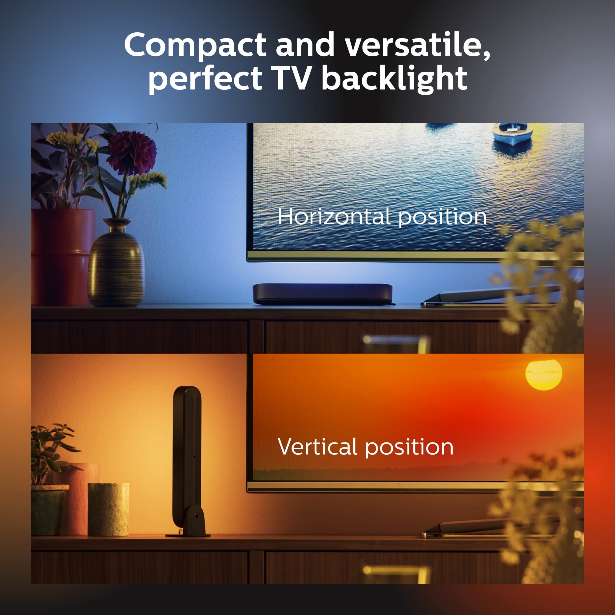 Philips Hue Smart Play Light Bar Extension - Black & White Color Changing LED Light with 16 Million Colors - 1 Pack - Works with Hue Bridge & Hue Play Base Kit - App & Voice Control (Alexa, Google Assistant) - Perfect for Gaming Setups, Home Theater & Room Ambiance Lighting