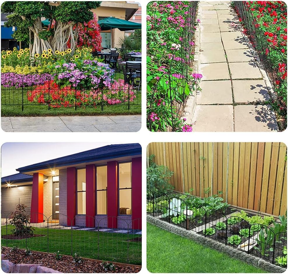GARVEE 28Pcs Decorative Garden Fence - 30ft Length x 24in Height No Dig Fence, Rustproof Coated Metal Wire Fence for Rabbits & Dogs - Perfect for Flower Beds, Vegetable Gardens & Pet Play Areas