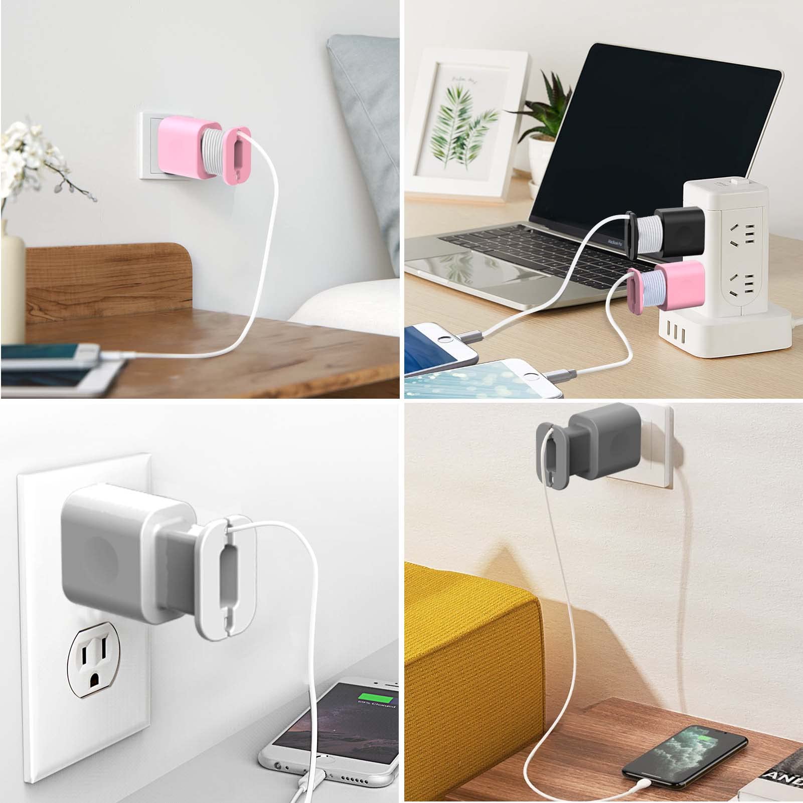 XANGNIER 2-in-1 Silicone Charger Protector & Cable Organizer - 4 Pack Phone Charger Case with Anti-Break Protection for iPhone 11/12 (18W/20W Fast Charging) - Perfect for Home, Office & Travel Use (Charger Not Included)