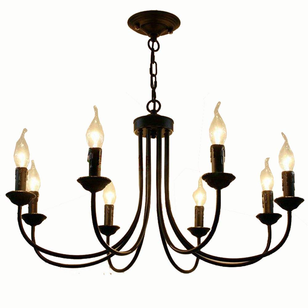 European Vintage Chandeliers - Luxury Black Painted Iron 8-Light Ceiling Pendant Lamp for Dining Room, Living Room & Bedroom | Elegant Hanging Light Fixture for Home Decor, Wedding Venues & Restaurants