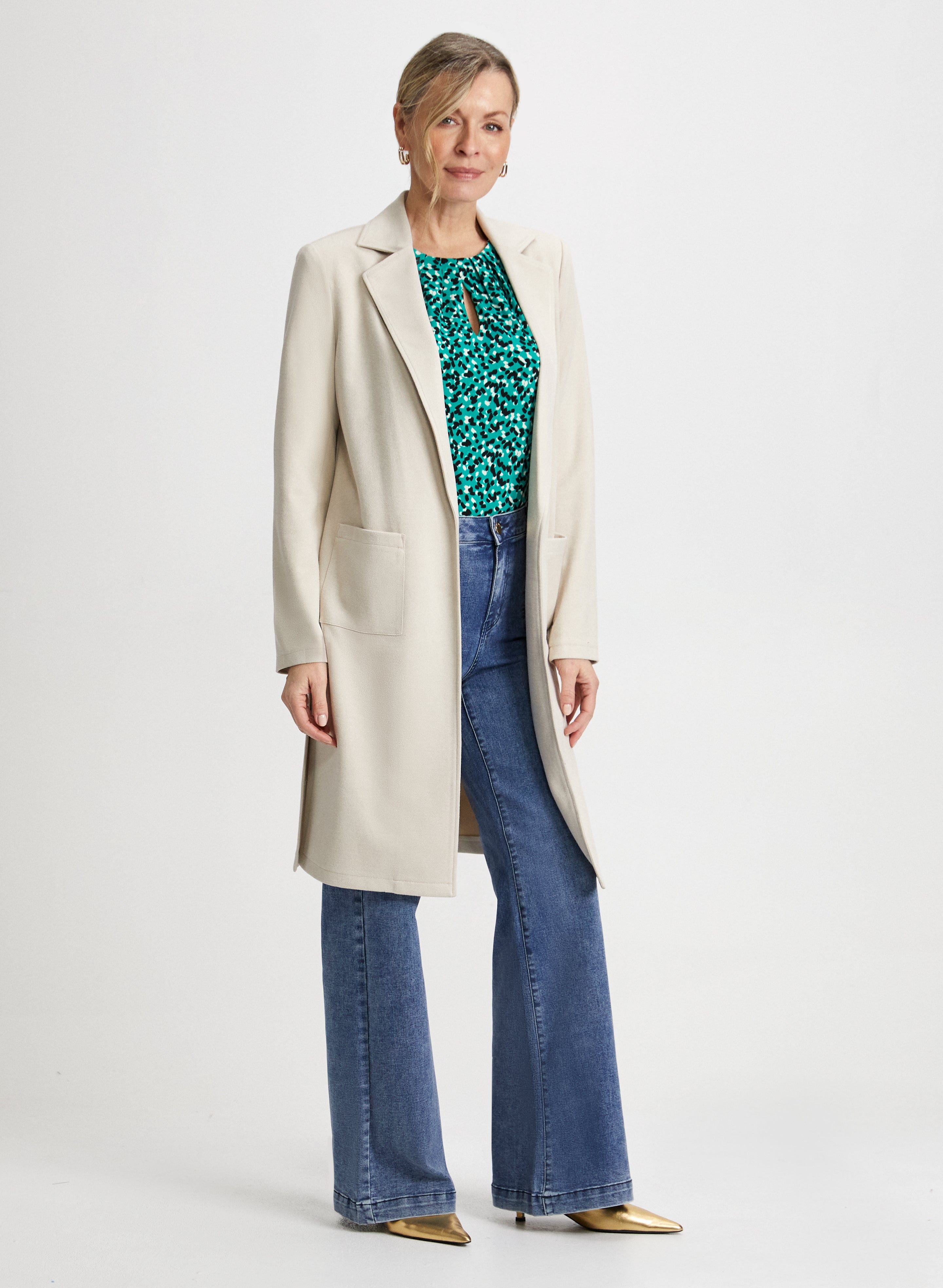 Stylish Faux Suede Jacket & High Waist Wide Leg Jeans Set for Women - Trendy Outfit for Casual Wear, Date Night and Street Fashion