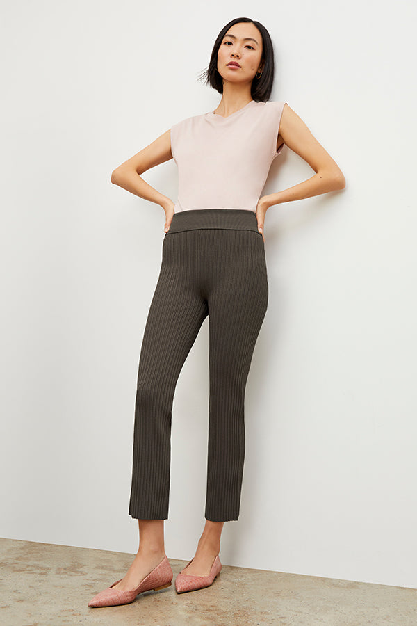 Finley Stretch Pants for Women - Ribbed Knit Joggers in Ash Gray | Comfortable Lounge Pants for Yoga, Home & Casual Wear