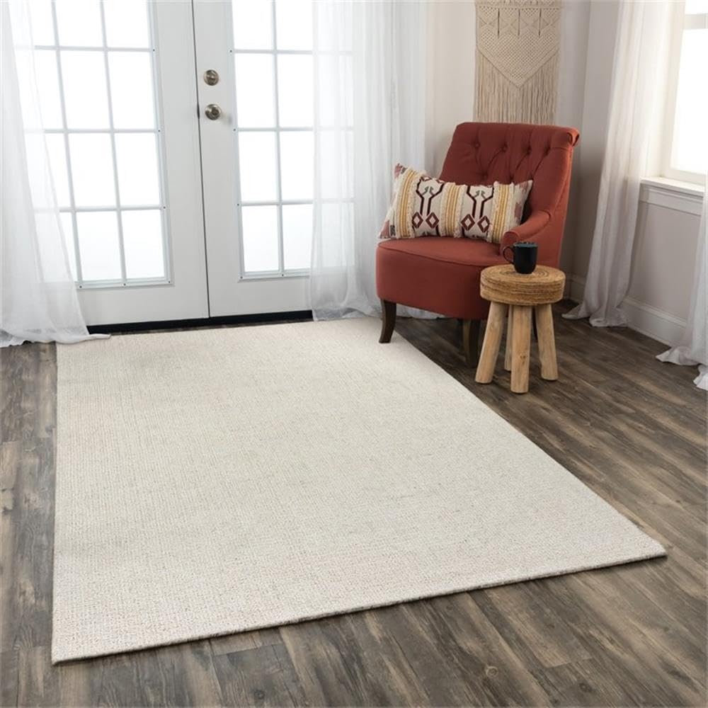 Alora Decor London 5' x 8' Hand-Tufted Tweed Ivory & White Area Rug - Soft Living Room Rug for Cozy Home Decor