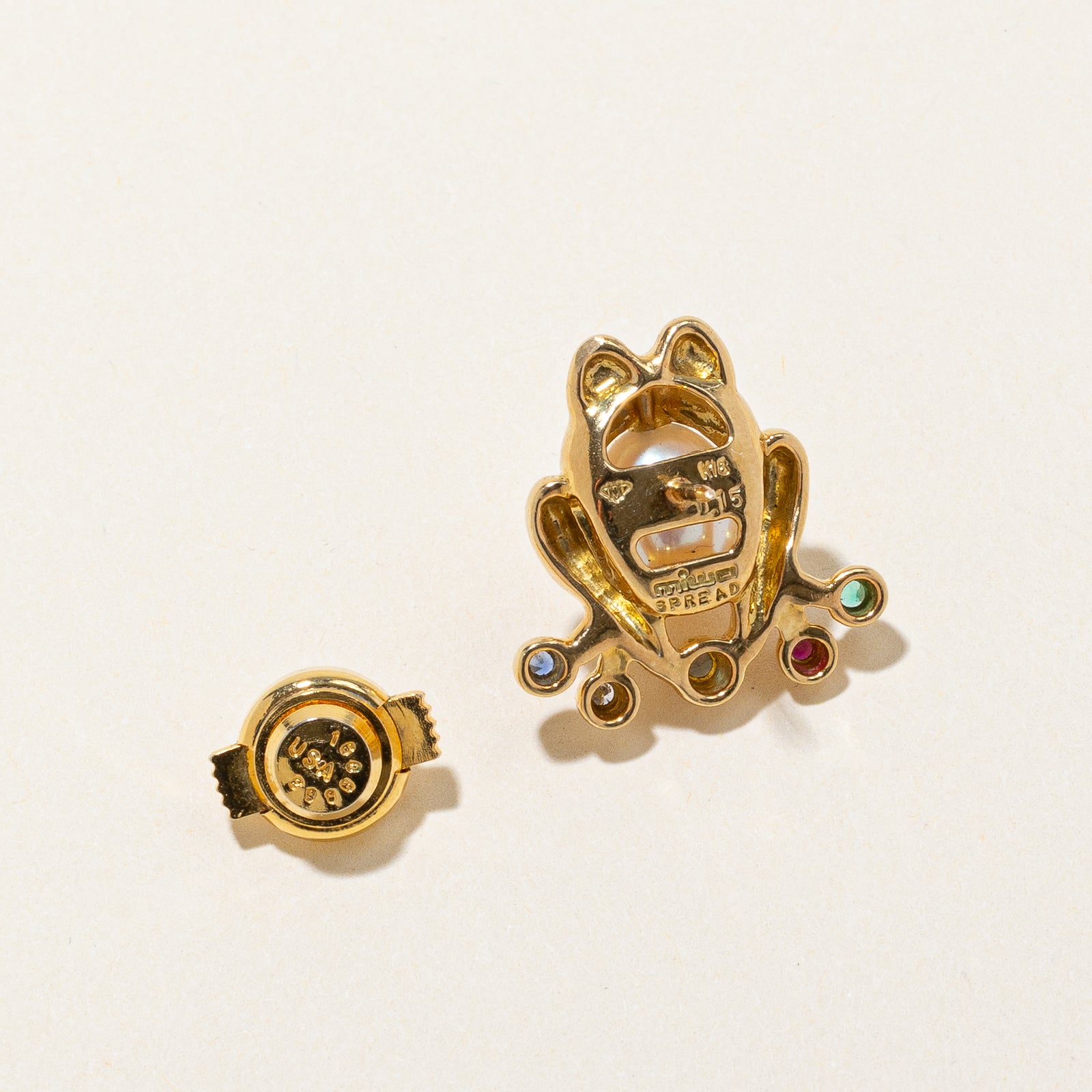 Miwa Multi Gemstone & Pearl Frog Brooch Pin - 0.15ctw Natural Stones, Elegant Jewelry Gift for Women, Perfect for Parties, Weddings & Special Occasions