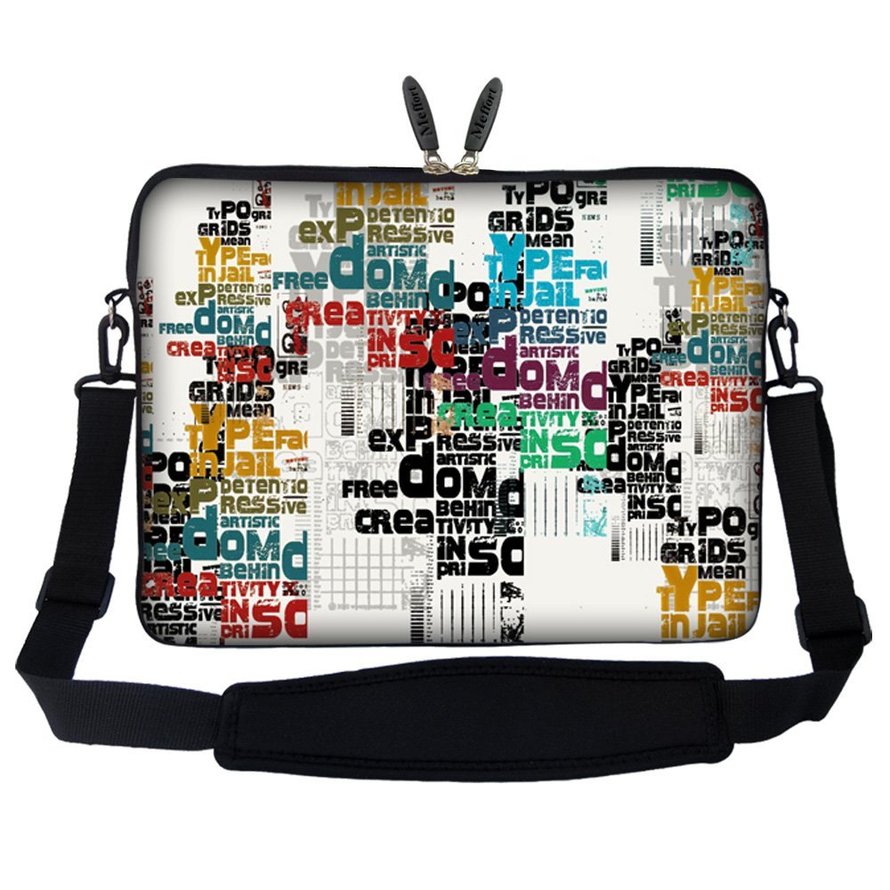 Meffort 17-17.3 Inch Neoprene Laptop Sleeve Case with Hidden Handle & Adjustable Shoulder Strap - Protective Computer Bag for MacBook, Dell, HP - Perfect for Travel, School, Office & Commuting