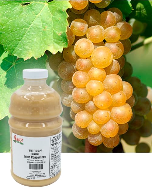100% Pure Muscat White Grape Juice Concentrate - 4 Quarts (4/32 fl oz Bottles) | Natural Fruit Juice for Winemaking, Home Brewing, Smoothies, Cocktails & Jelly Making | Perfect for DIY Wine, Healthy Drinks & Desserts