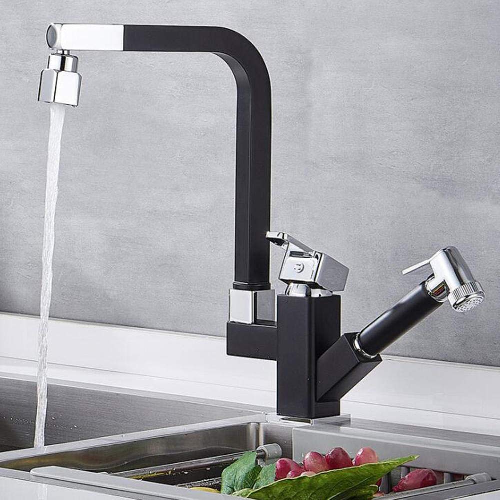 High-Quality Pull-Out Sprayer Kitchen Faucet with Hot & Cold Water - 360° Rotating Stainless Steel Sink Faucet for Modern Kitchens - Perfect for Cooking, Washing Dishes & Food Prep