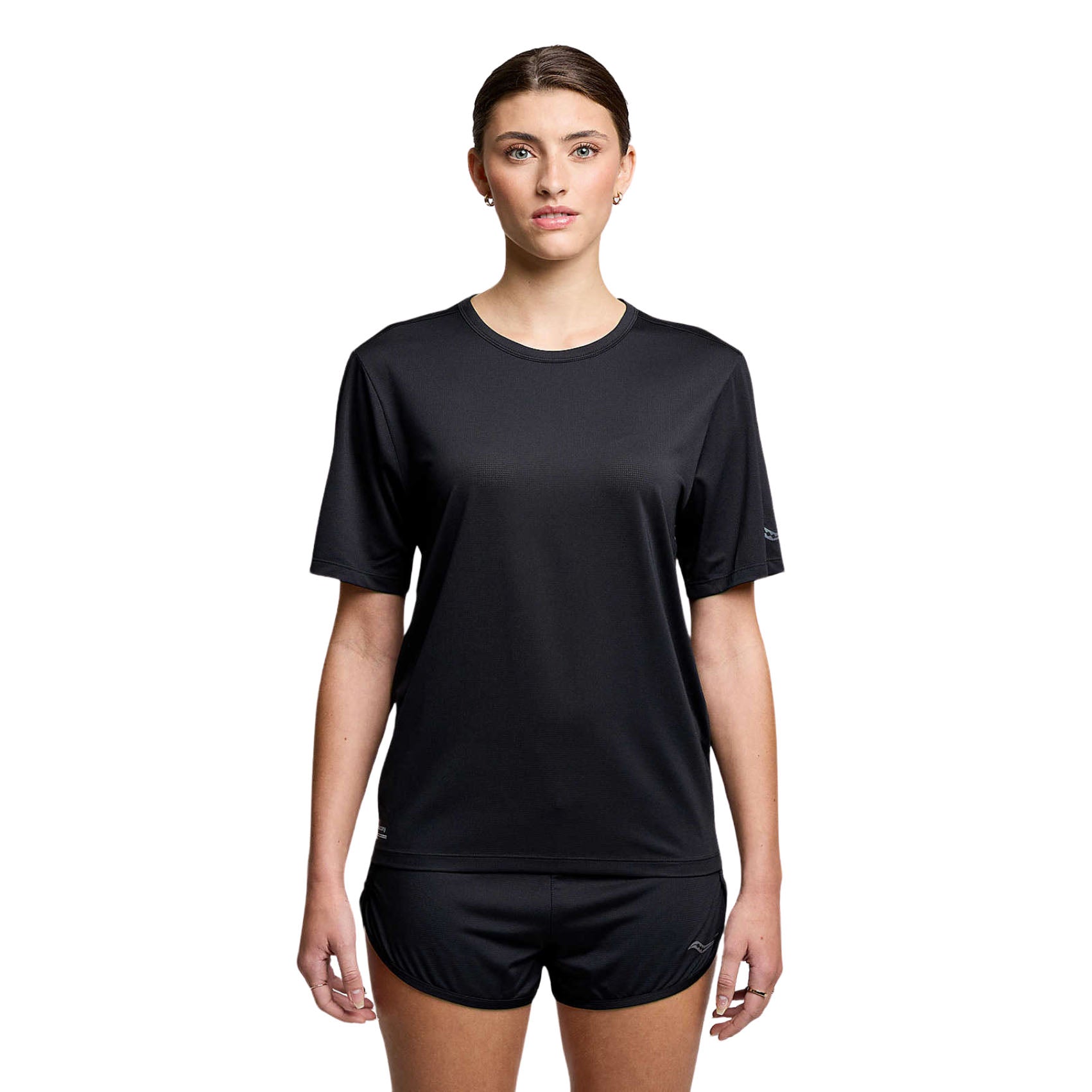 Women's Saucony Stopwatch Short Sleeve Running Tee - Lightweight Moisture-Wicking Workout Top for Jogging, Gym & Casual Wear