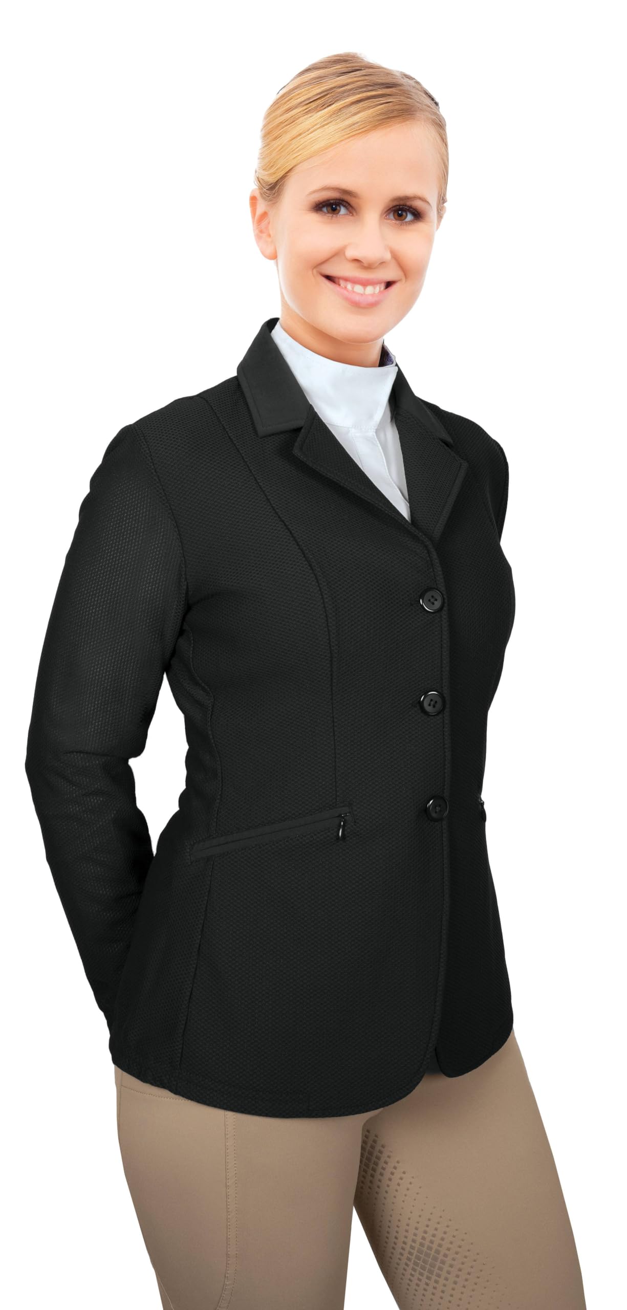 Ovation Ladies Airflex 3-Button Show Coat - Equestrian Riding Jacket for Women, Breathable & Stretchable for Horse Shows & Competitions