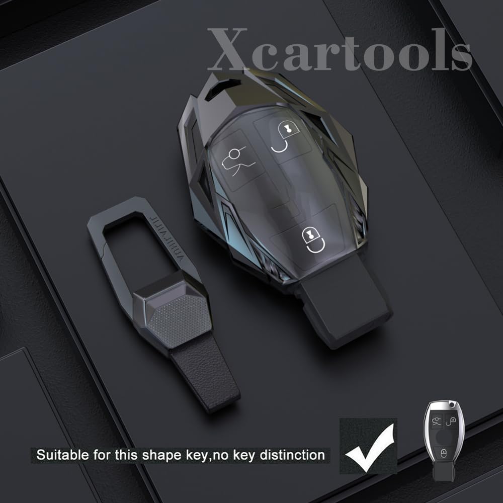 Premium Metal Key Fob Cover for Mercedes Benz - Compatible with C/E/G/S/M/GL/CLS/CLK/G Class Smart Key (Grey) | Durable Protection & Stylish Design for Keyless Entry Remote | Perfect for Daily Use, Travel & Car Enthusiasts