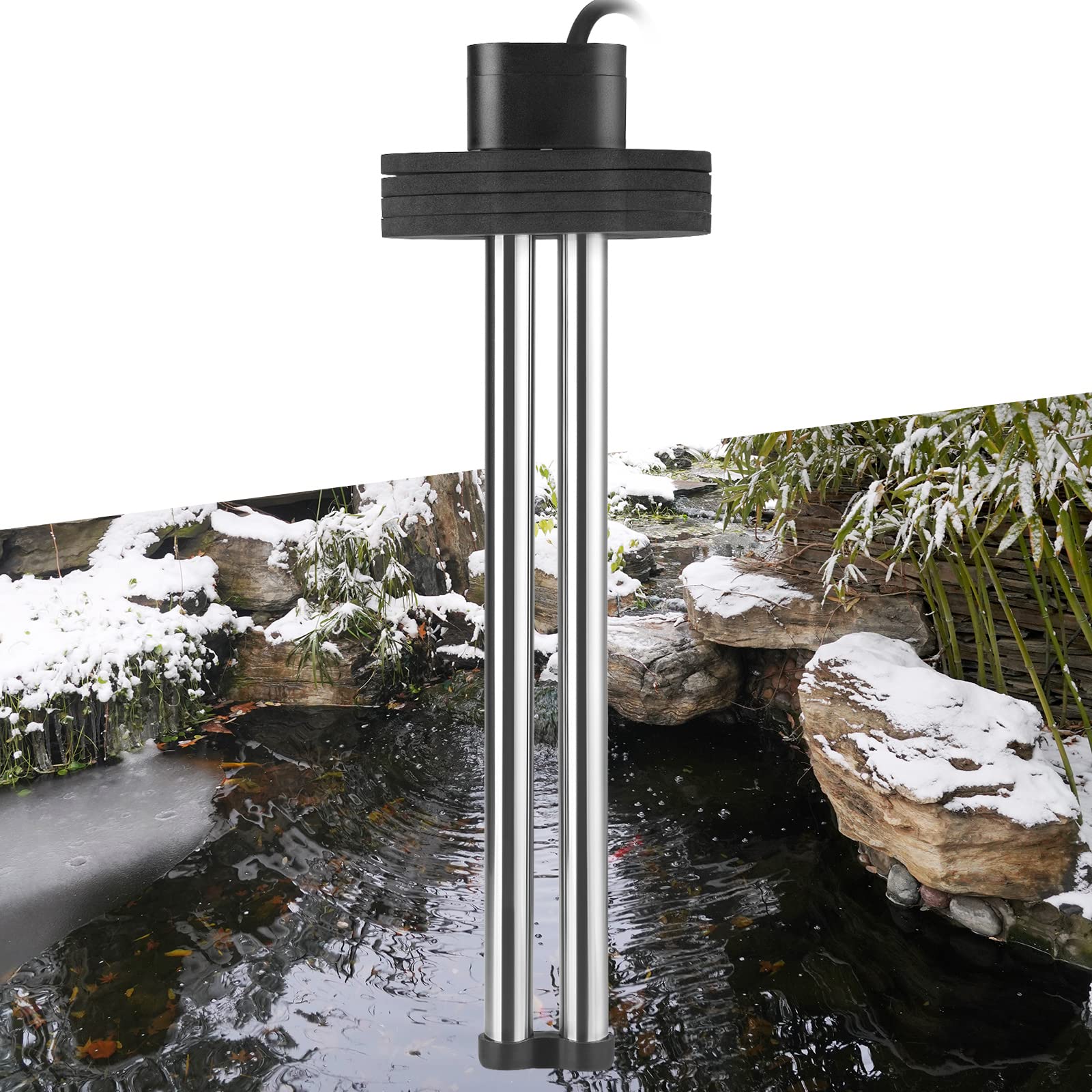HITOP 300W 600W Floating Pond Heater with Long Cable - Deicer for Small Ponds & Aquariums | Winter Protection for Outdoor Water Features