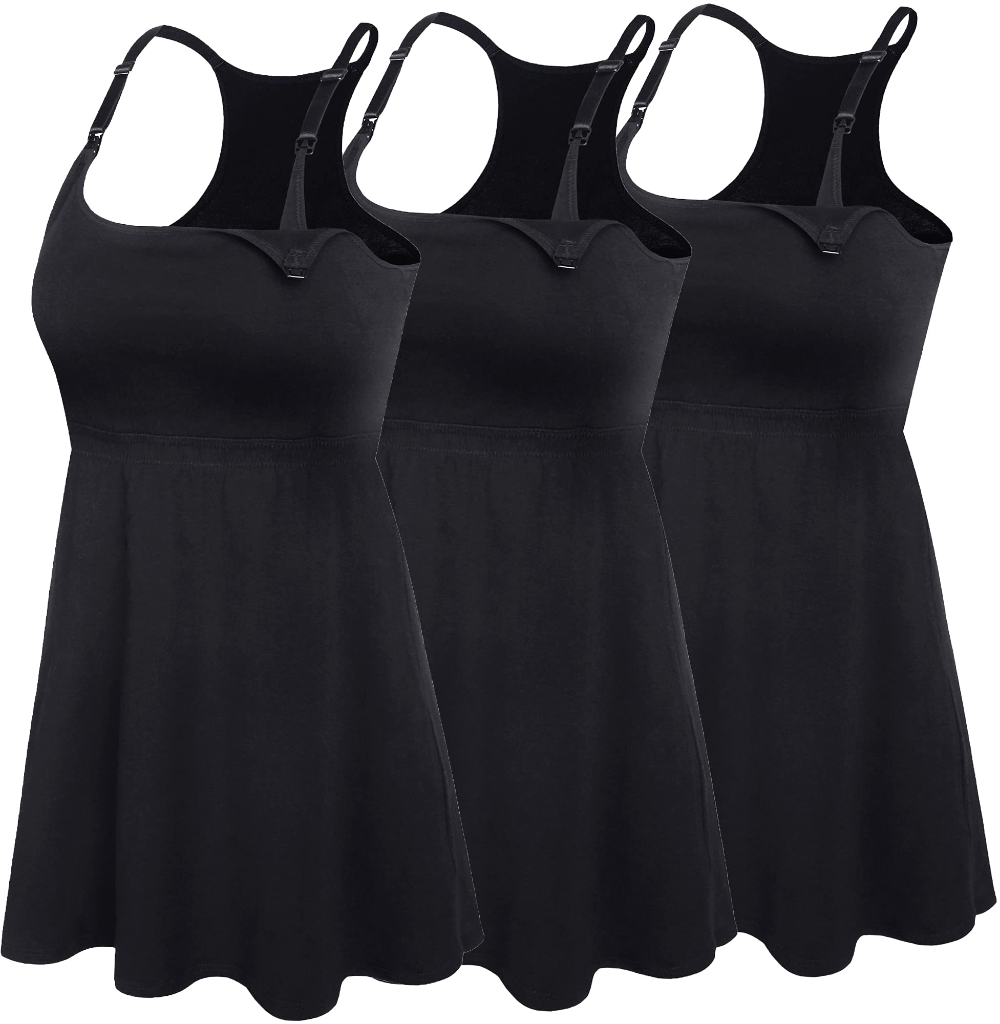 Women's Maternity Nursing Tank Top with Built-in Shelf Bra - Soft Breastfeeding Cami & Nightgown for Comfortable Nursing and Sleeping