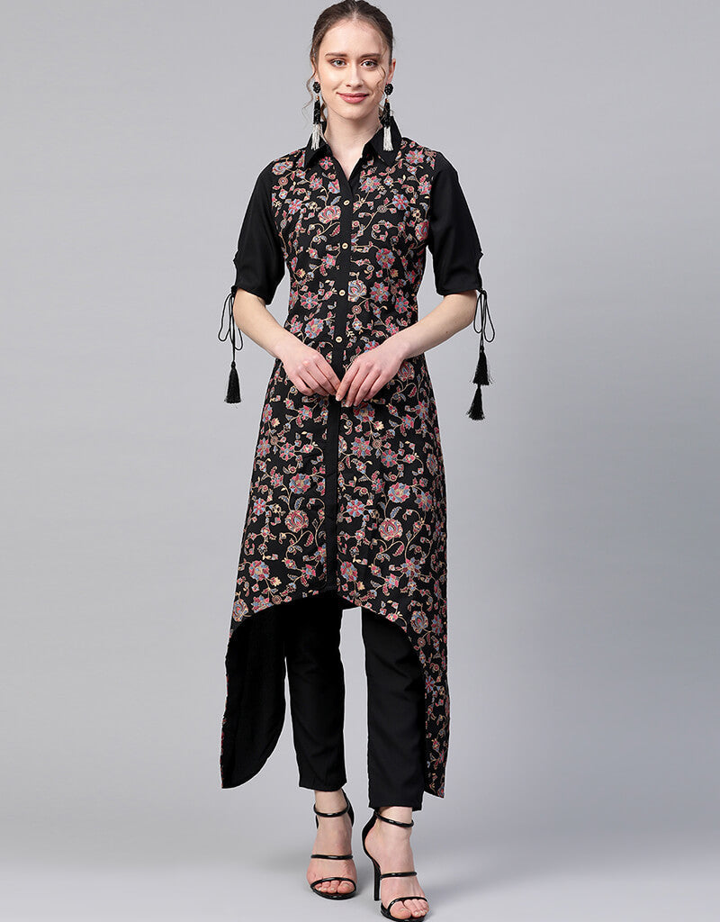 Black Crepe Straight Leg Pants for Women - Comfortable Office Wear & Casual Outfits