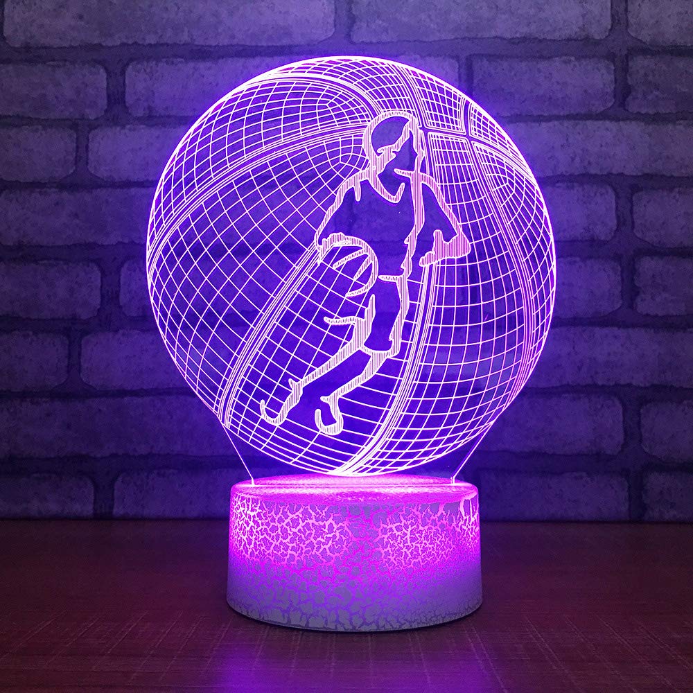 3D Basketball Night Light - LED Touch Table Lamp with 7 Color Changing Modes, Optical Illusion Decor for Kids Room, Birthday Gift, Christmas Home Decor (Perfect for Bedroom, Game Room & Gift Ideas)