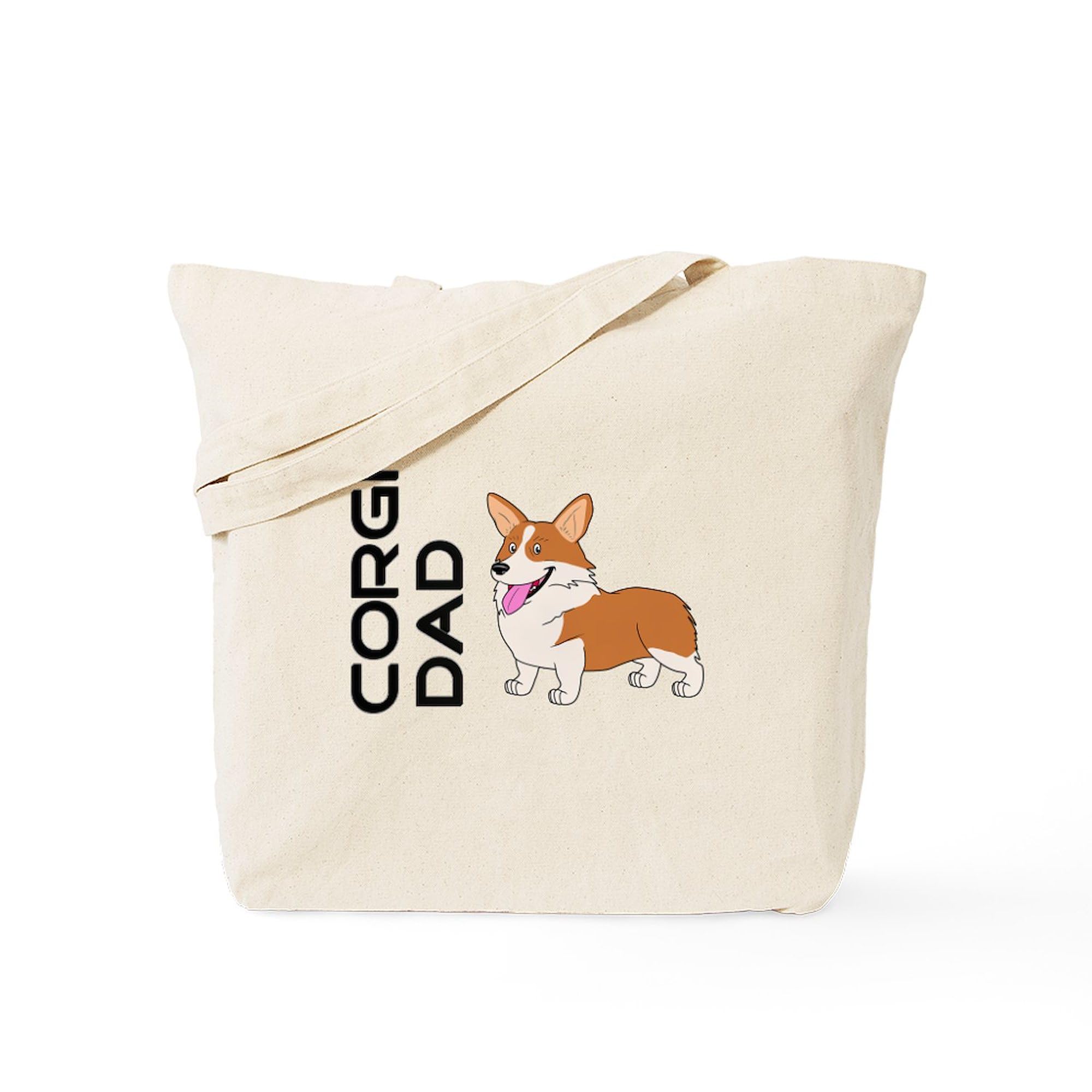 Corgi Dad Tote Bag - Red & White Canvas Reusable Shopping Bag for Groceries, Beach & Work | Funny Dog Lover Gift for Men & Women
