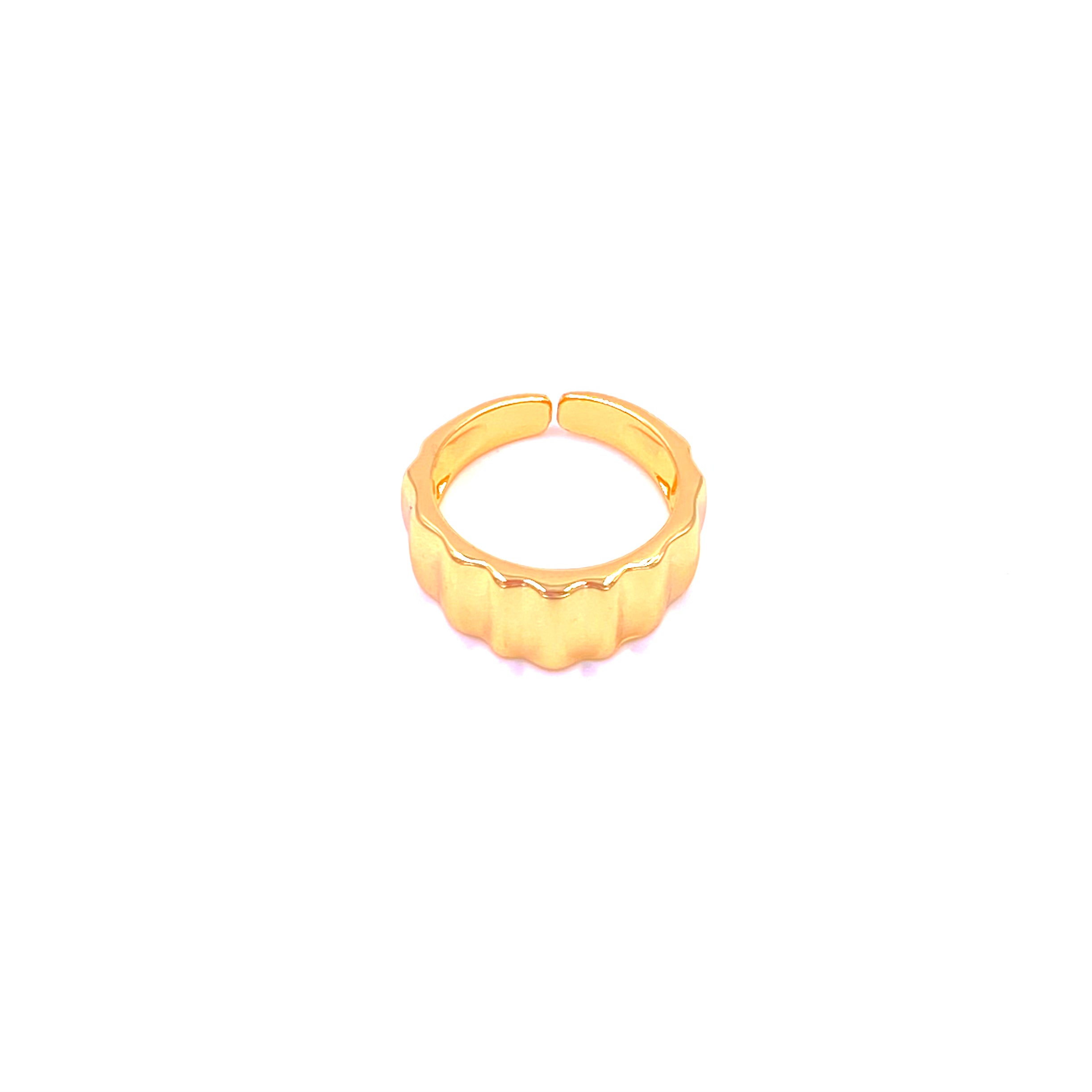 Ashley Gold Stainless Steel Gold Plated Dome Design Adjustable Ring for Women - Elegant Stackable Jewelry for Everyday Wear, Gift Giving & Special Occasions