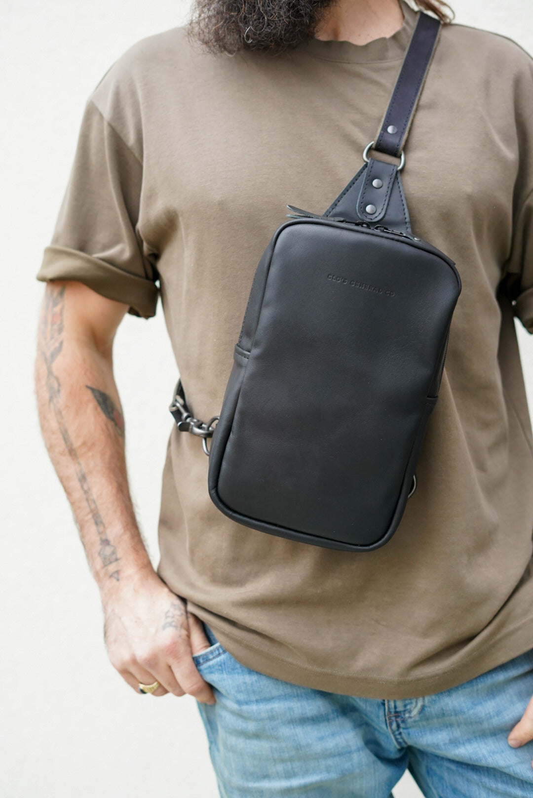 Lightweight Sling Bag for Men & Women - Flat Black Crossbody Shoulder Bag - Perfect for Travel, Hiking, Gym & Everyday Use