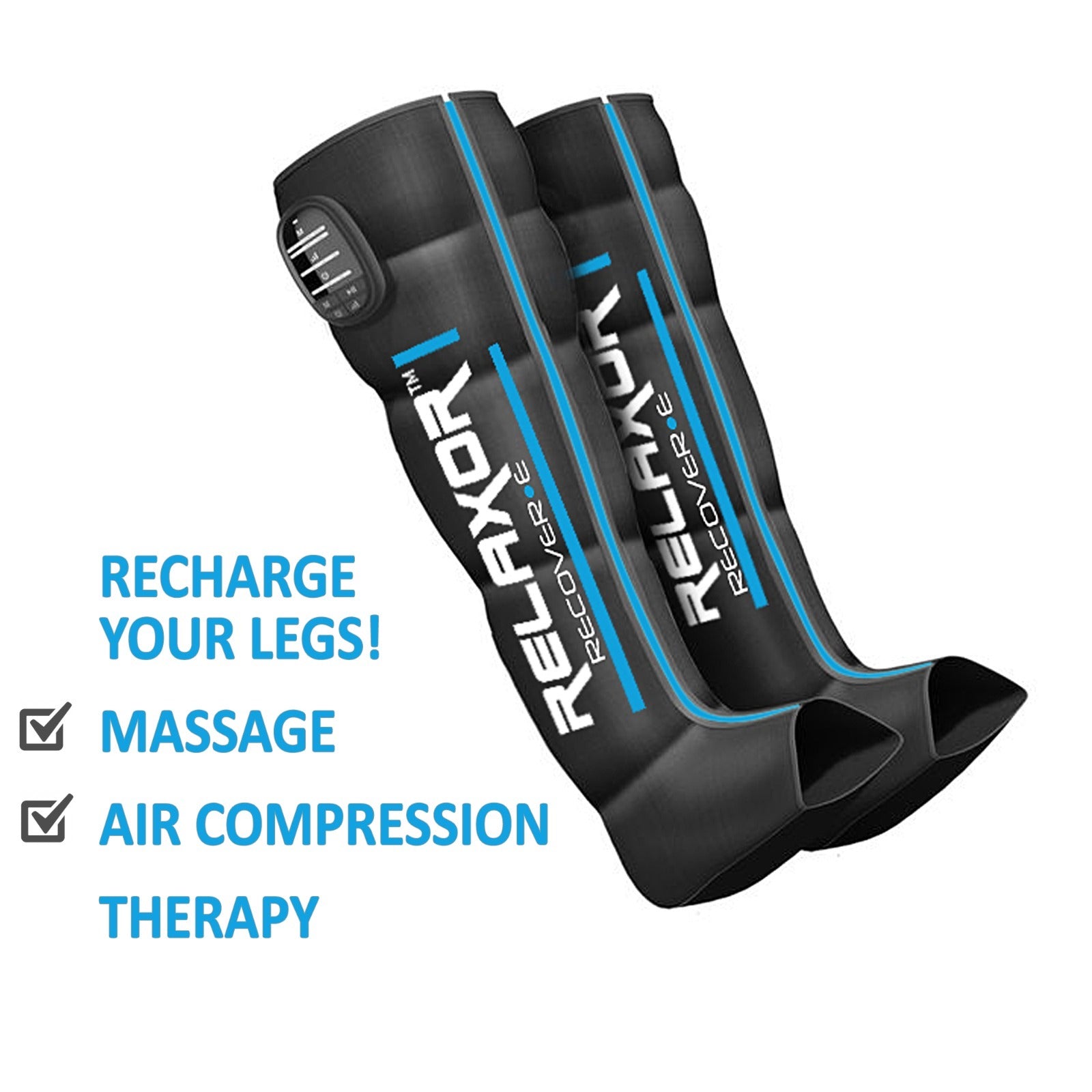 Relaxor Recover E Full Leg Recovery Therapy - Compression Sleeves for Muscle Pain Relief & Circulation - Ideal for Athletes, Runners & Post-Workout Recovery