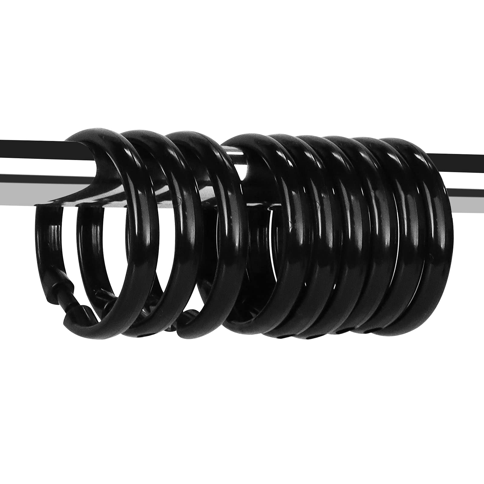 Qulable 12-Pack Black Plastic Shower Curtain Hooks Rings - Durable Circular Bathroom Shower Curtain Rings for Standard Rods - Perfect for Bathroom, Hotel & Apartment Decor