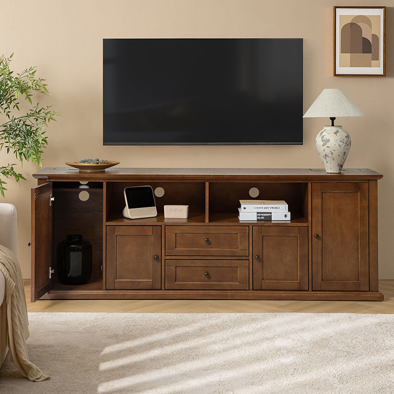 Edenia Traditional TV Stand with Built-in Outlets - Entertainment Center with Storage Shelves for Living Room, Bedroom & Home Theater Setup
