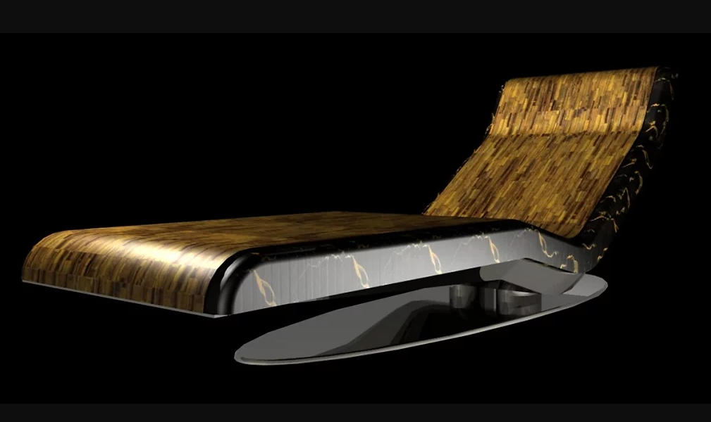 Premium Caesar Infrared Heated Chaise Lounger with Massage - Luxury Recliner for Home Spa & Relaxation | Empire Tiger's Eye Stone Decorative Accent by Fabio Alemanno | Perfect for Living Room, Patio & Wellness Spaces