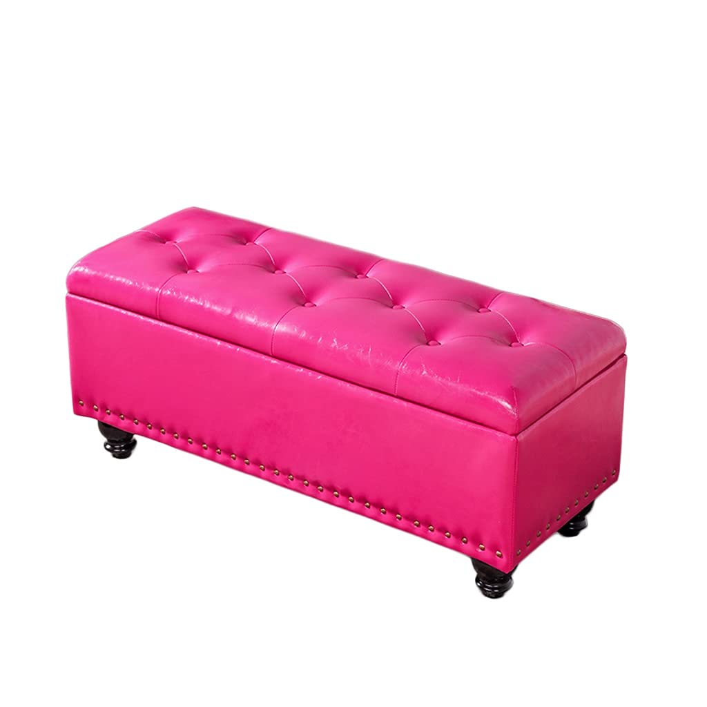 Multifunctional Storage Ottoman Bench with Lid - Rose Red Entryway Stool for Hallway, Living Room & Bedroom (60x40x43cm) | Space-Saving Seat & Toy Storage Solution for Kids Room & Small Spaces