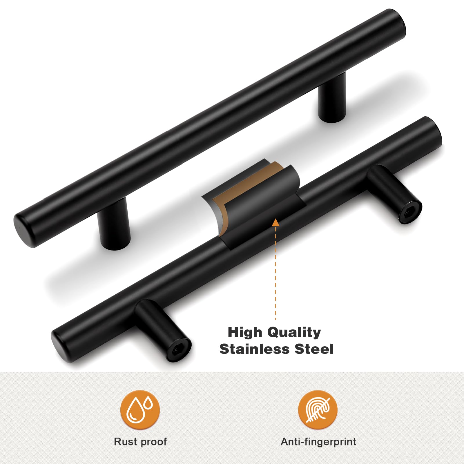 Probrico 18-Pack 4 Inch Black Stainless Steel Drawer Handles & Cabinet Pulls - Durable Kitchen, Closet, Wardrobe, Bathroom Vanity & Furniture Hardware (Perfect for Nightstands, Dressers, Coffee Tables & Chest of Drawers)