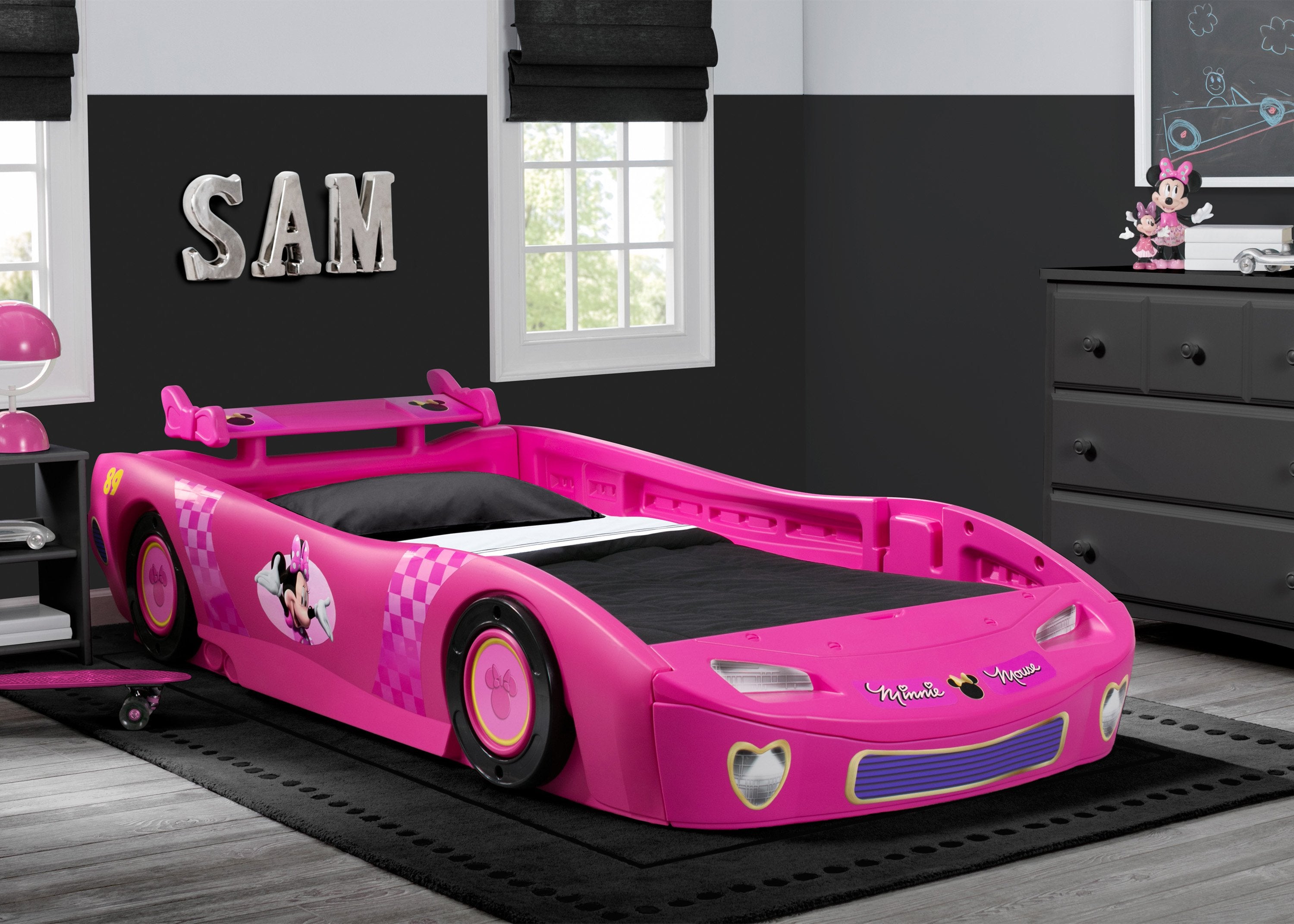 Minnie Mouse Twin Bed for Kids - Disney Princess Themed Car-Shaped Bed for Girls' Room Decor - Perfect for Toddler Bedrooms, Playrooms, and Disney-Themed Nurseries