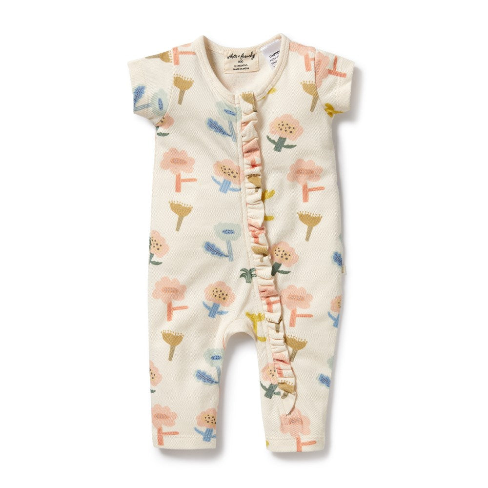 Organic Cotton Ruffle Zipsuit for Baby Girls & Boys - Soft & Comfortable Cookie Cutter Design - Perfect for Newborn Photoshoots, Playdates & Special Occasions