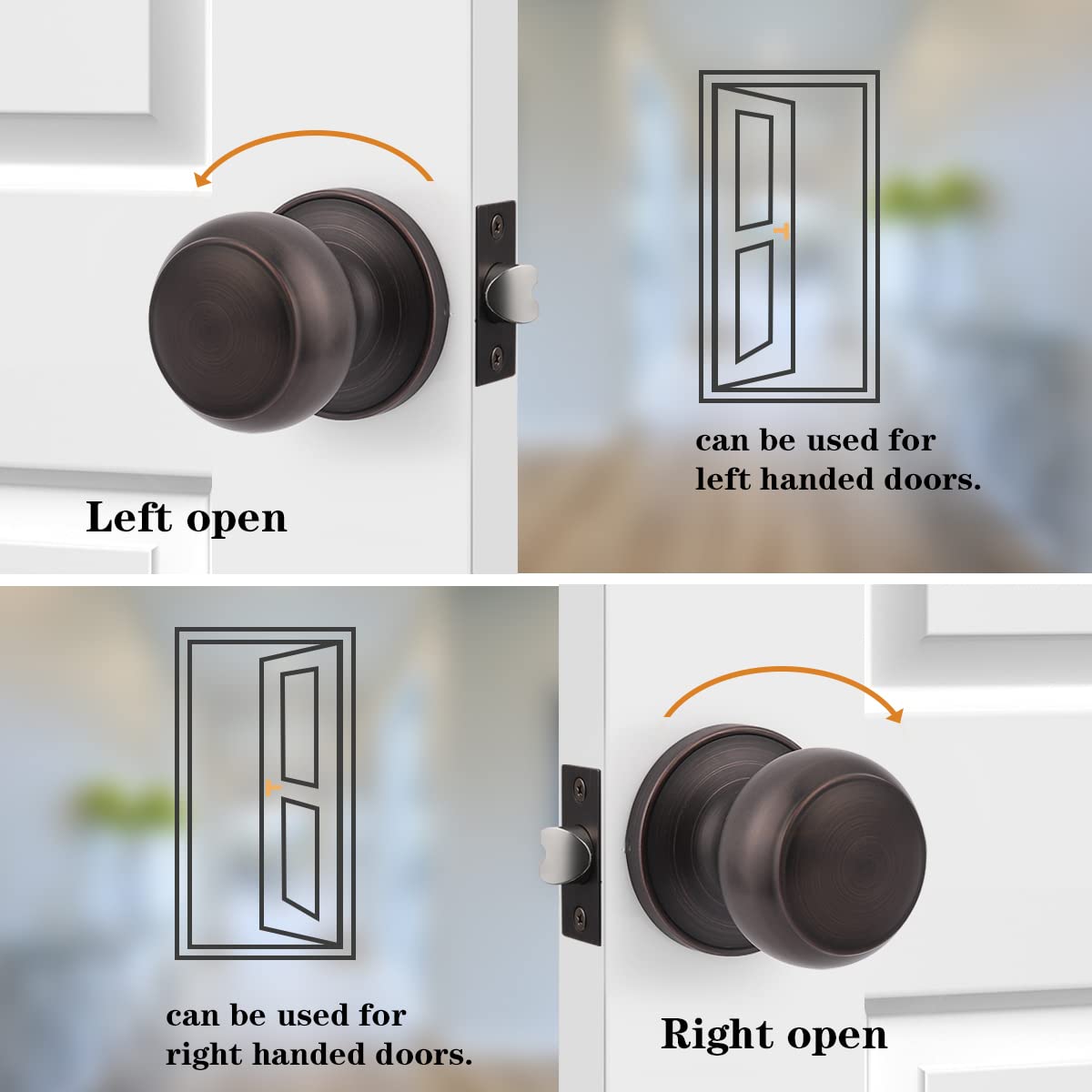 Probrico 5-Pack Privacy & 10-Pack Passage Door Knob Set - Oil Rubbed Bronze Interior Door Handles for Bathroom, Bedroom & Hall Closet - Perfect for Home Renovation & Privacy Enhancement