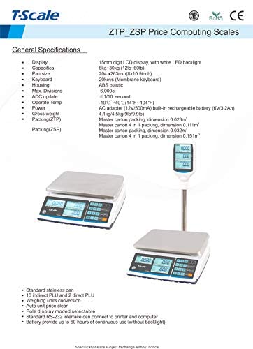Legal for Trade Price Computing Scale - Class III Certified, 30lb Capacity for Precise Weighing | Ideal for Retail, Shipping & Postal Services