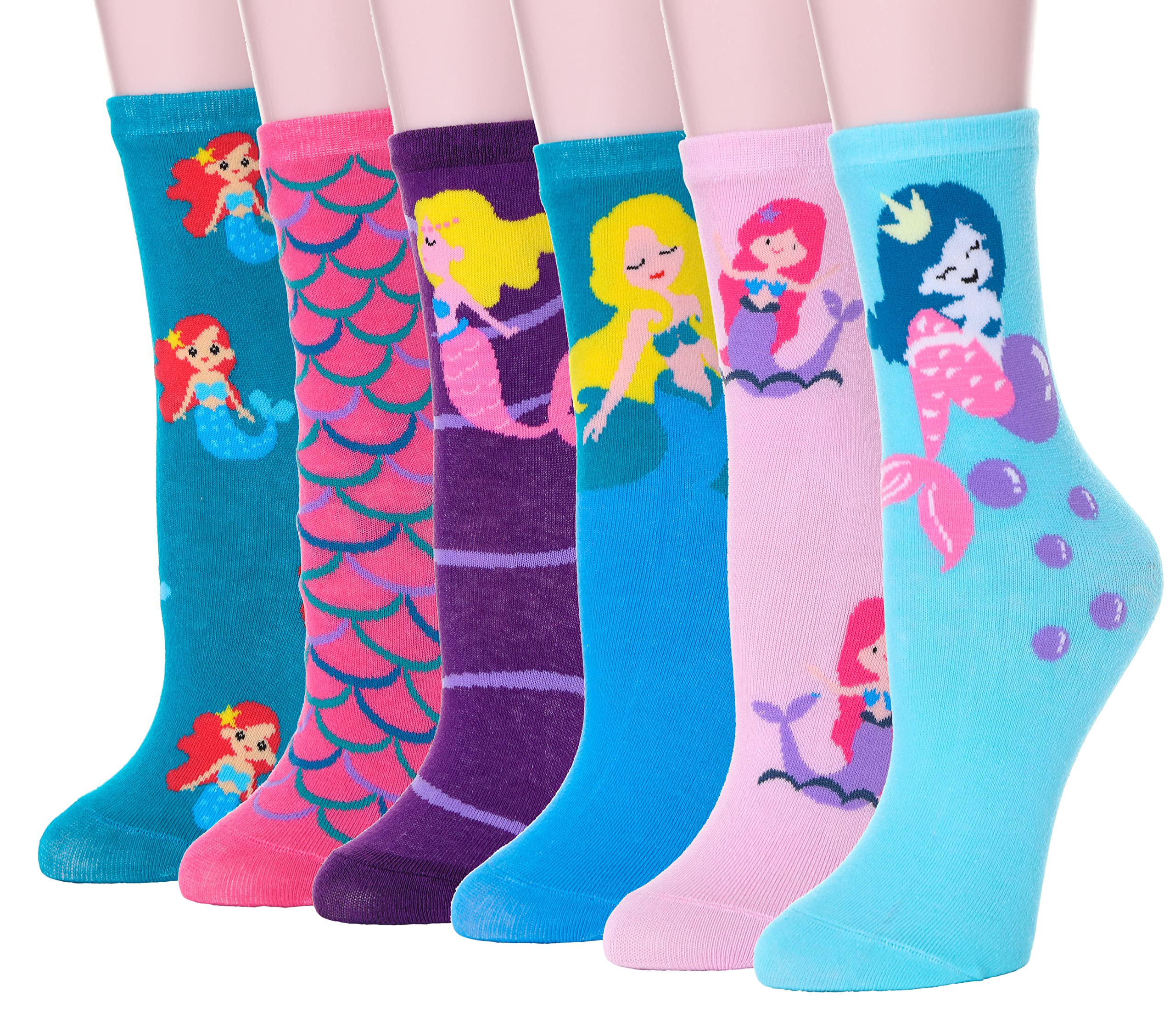 Soft Cotton Kids Girls Socks - 6 Pairs Cute Animal Pattern Novelty Socks for School, Play & Everyday Wear
