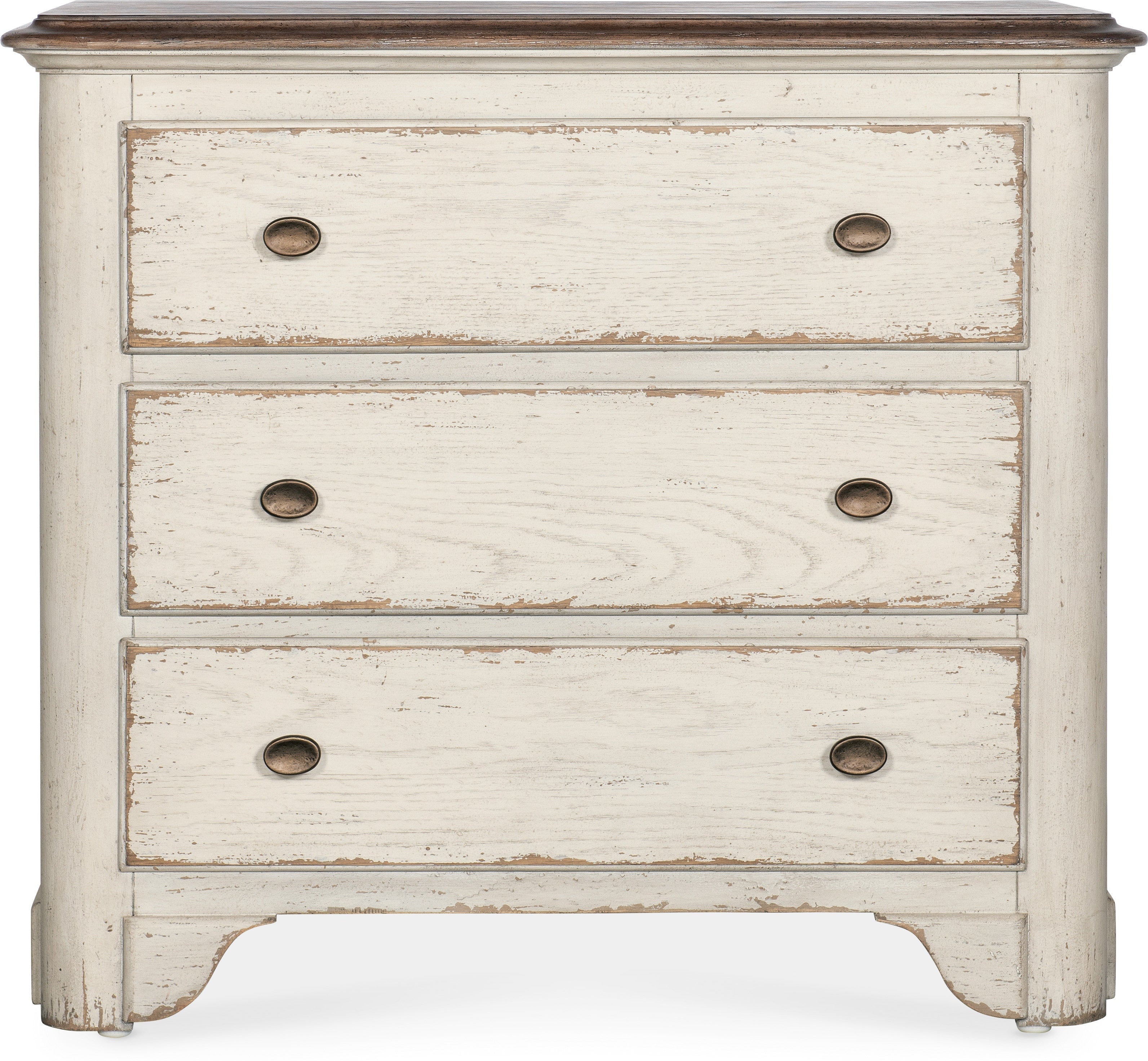 Americana Three Drawer Two Tone Nightstand in White, Cream & Beige - Perfect for Bedroom, Guest Room or Nursery Furniture