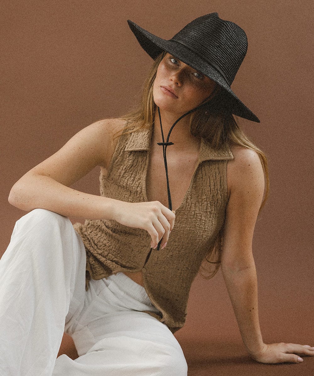 Ozzy Packable Straw Sun Hat for Women - UPF 50+ Wide Brim Summer Beach Hat - Foldable Travel Sun Hat for Outdoor, Vacation, and Gardening