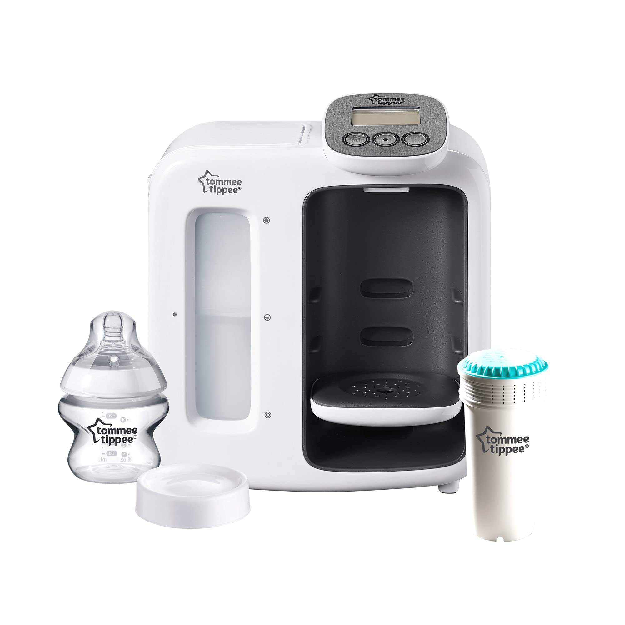 Tommee Tippee Perfect Prep Day & Night Baby Bottle Maker Machine - Digital Display & Adjustable Volume - White - Ideal for Night Feedings & On-the-Go Parents