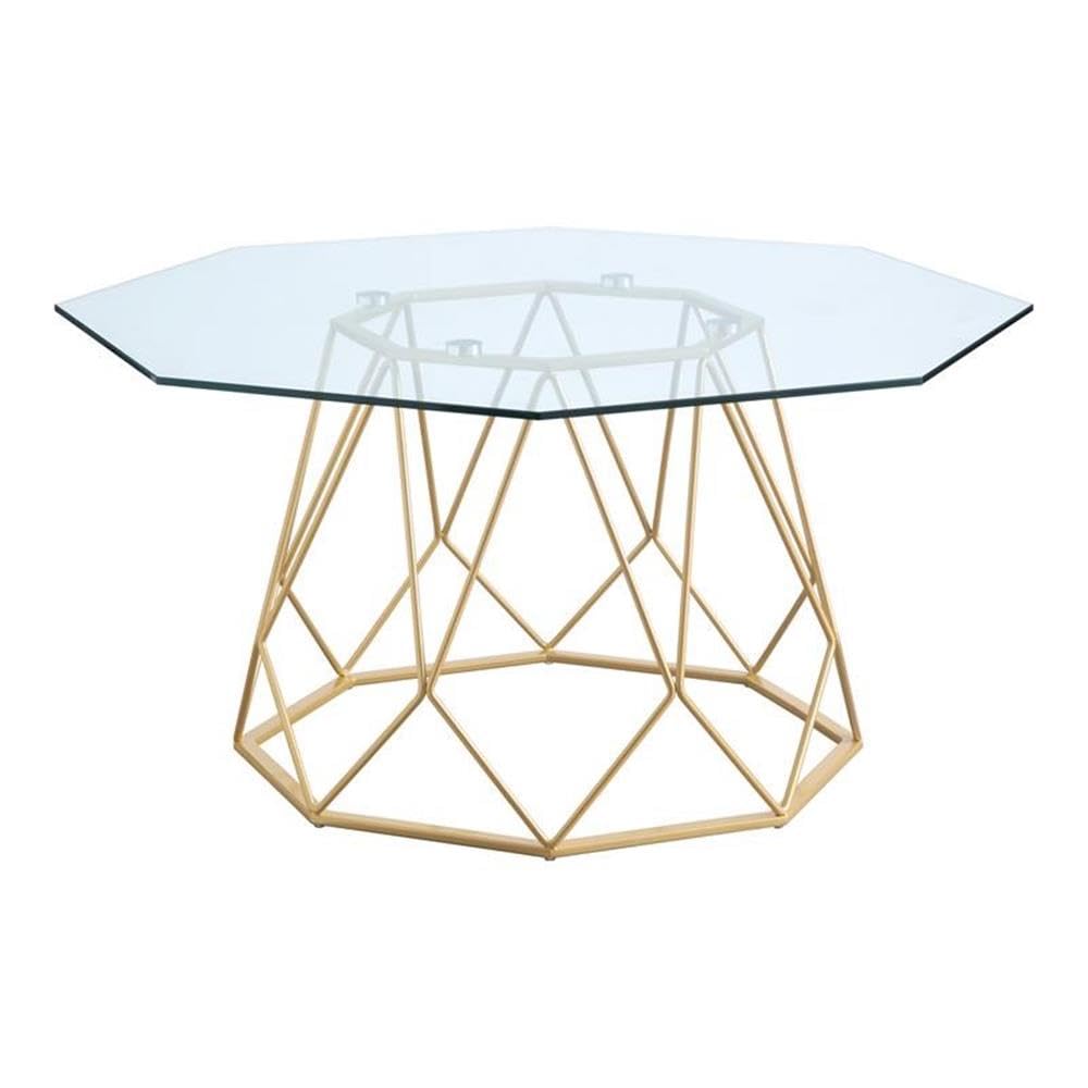 Modern Gold Glass Top Coffee Table - Contemporary Living Room Furniture for Home & Office | Stylish Centerpiece for Lounge, Living Space & Reception Areas