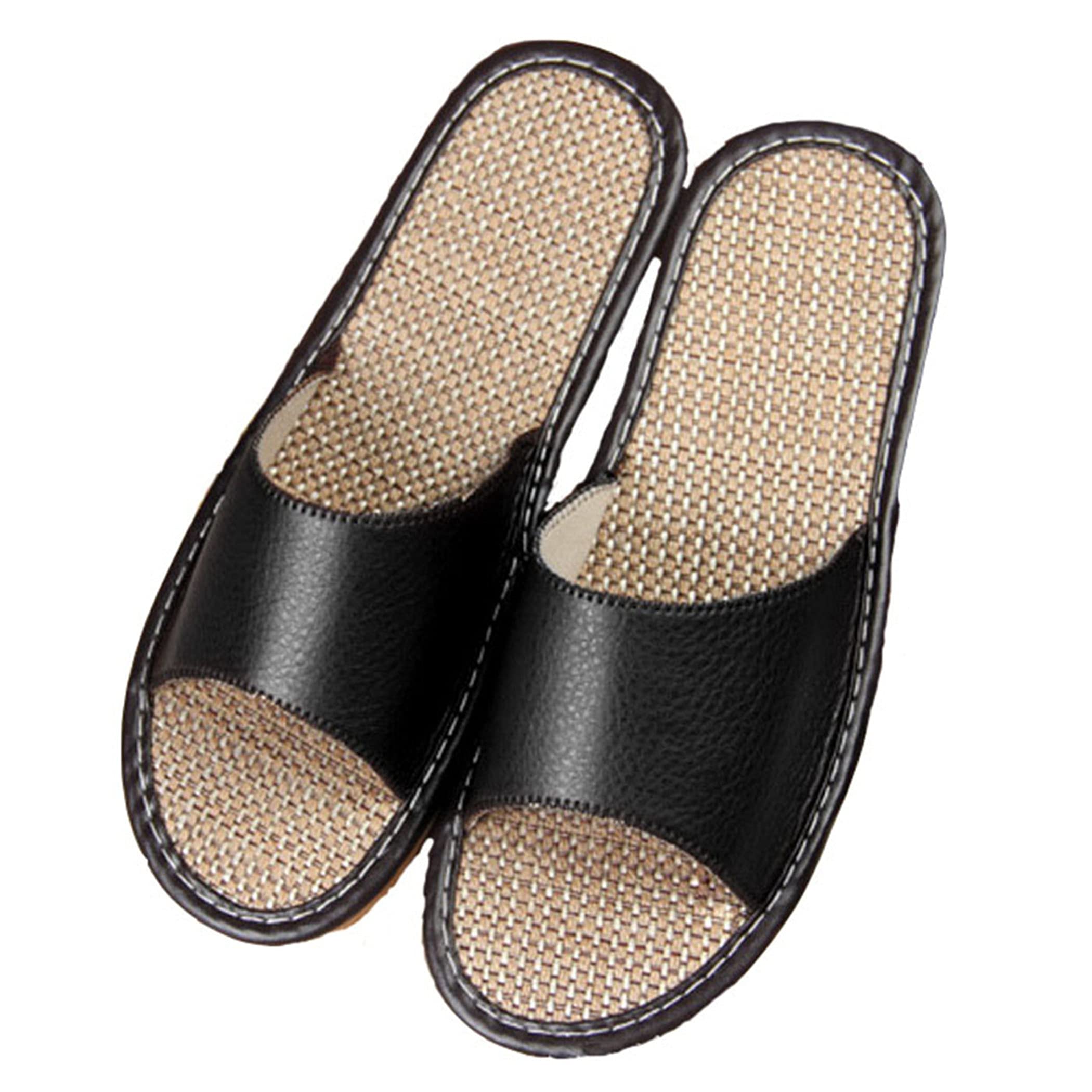 Women's Summer Linen Leather Sandals - Non-Slip Bathroom Slippers for Home, Couple Floor Sandals & Swimming Slippers | Comfortable House Shoes for Indoor/Outdoor Use