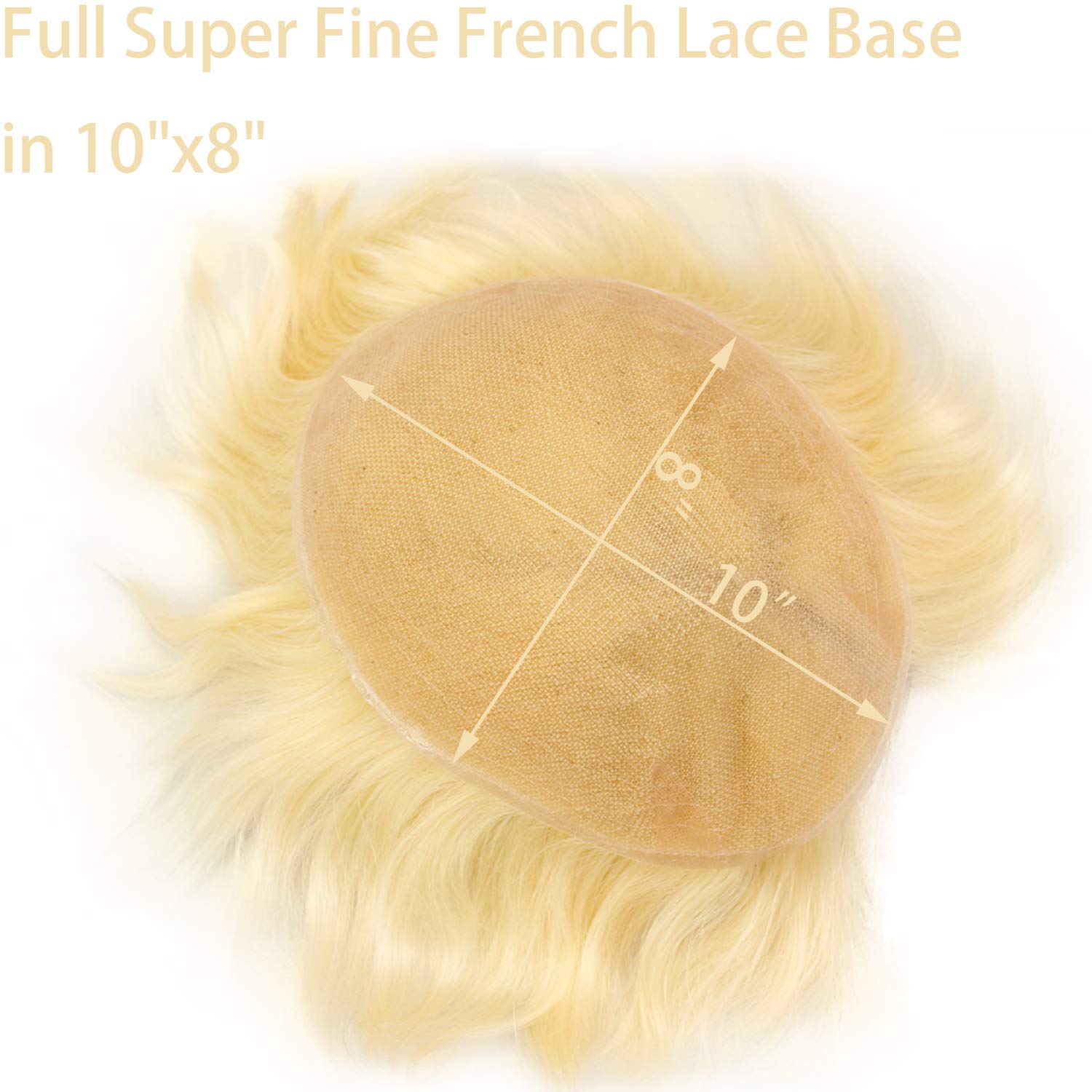Premium Swiss Full Lace Men's Toupee - European Real Human Hair Replacement System #613 Blonde - Natural Looking Hairpiece for Thinning Hair & Baldness - Perfect for Daily Wear, Special Occasions & Confidence Boost