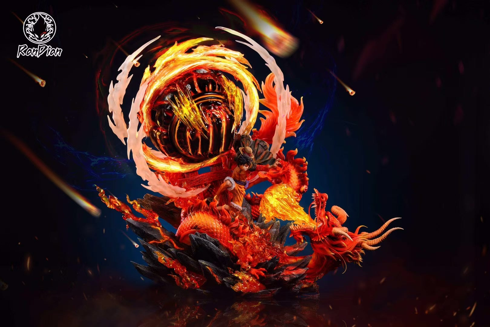Great Fire Dragon vs Hellfire Luffy Anime Figure - Ran Dian Studio Collectible Action Figure for Anime Fans | Perfect for Display, Cosplay, and Gift Giving
