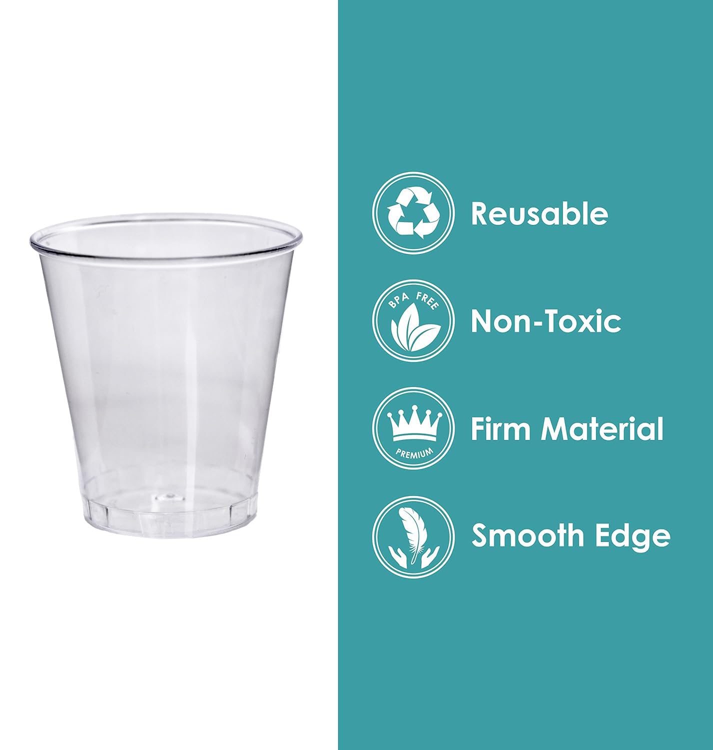 1.5oz Premium Clear Disposable Shot Glasses - 100 Pack for Wine Tasting, Vodka, Whiskey, Jelly Shots | Ideal for Parties, Gatherings & Cocktail Events | Durable Plastic Sample Cups for Home Bars & Entertaining